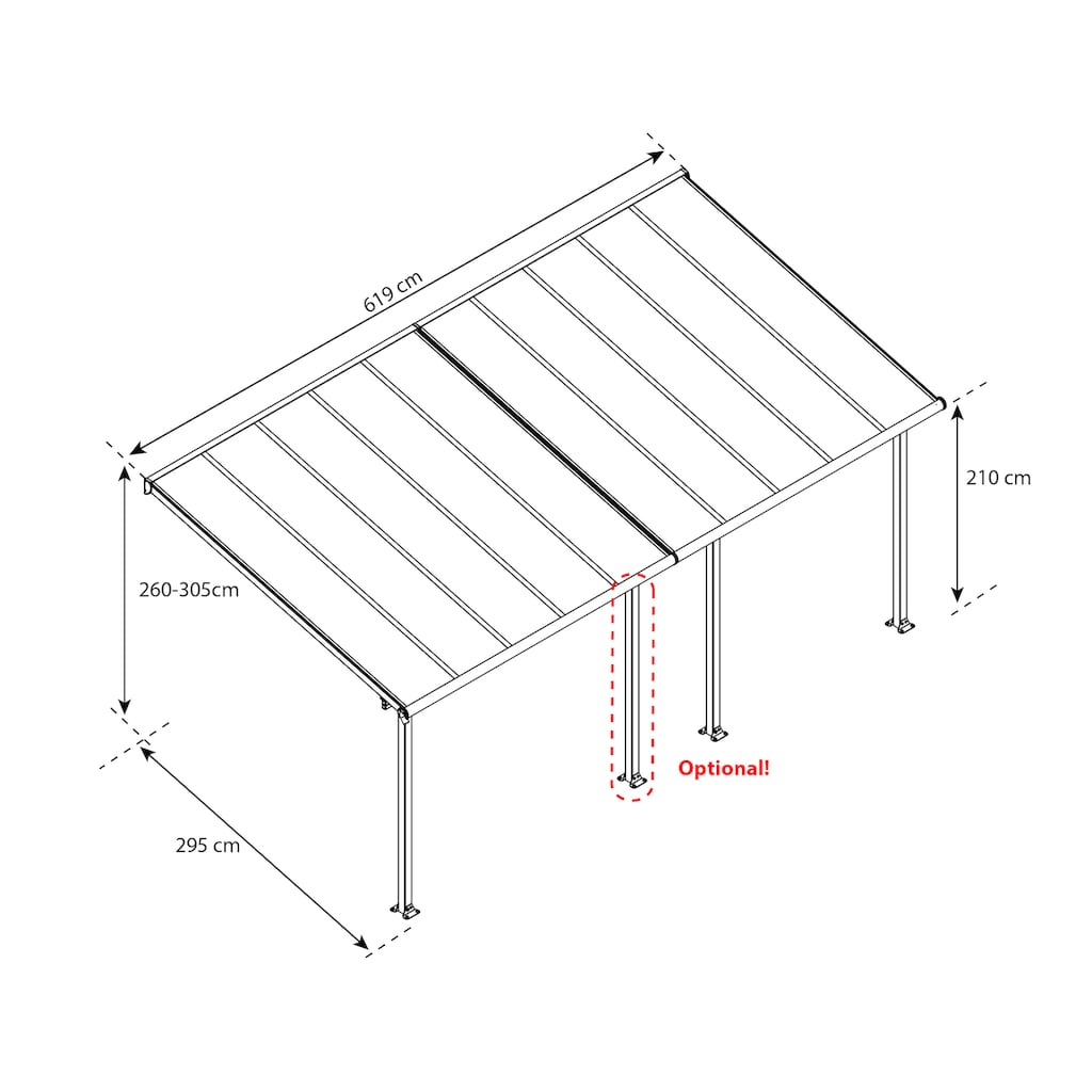 Palram - Canopia Terrassendach »Olympia 3x6.1«, BxT: 619x295 cm