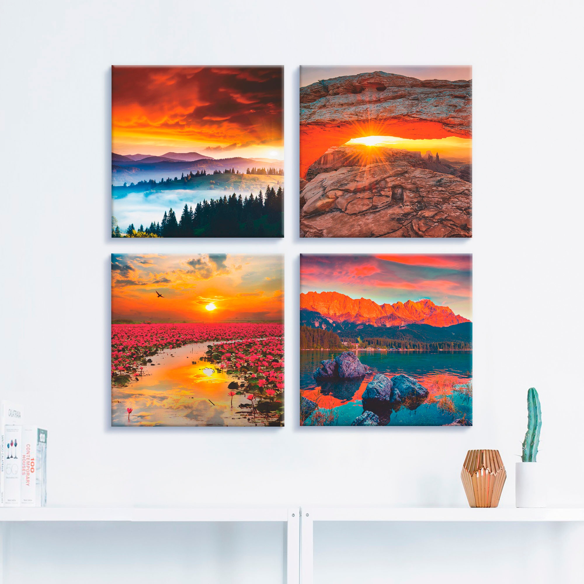 Artland Leinwandbild »Himmel Iconic Mesa Arch Lotus Sommer«, Sonnenaufgang & -untergang, (4 St.), 4er Set, verschiedene Größen