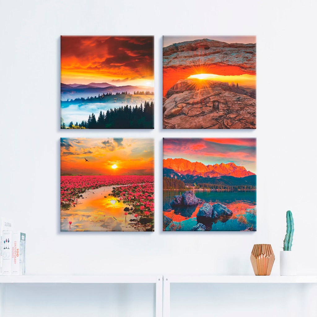 Artland Leinwandbild »Himmel Iconic Mesa Arch Lotus Sommer«, Sonnenaufgang & -untergang, (4 St.)