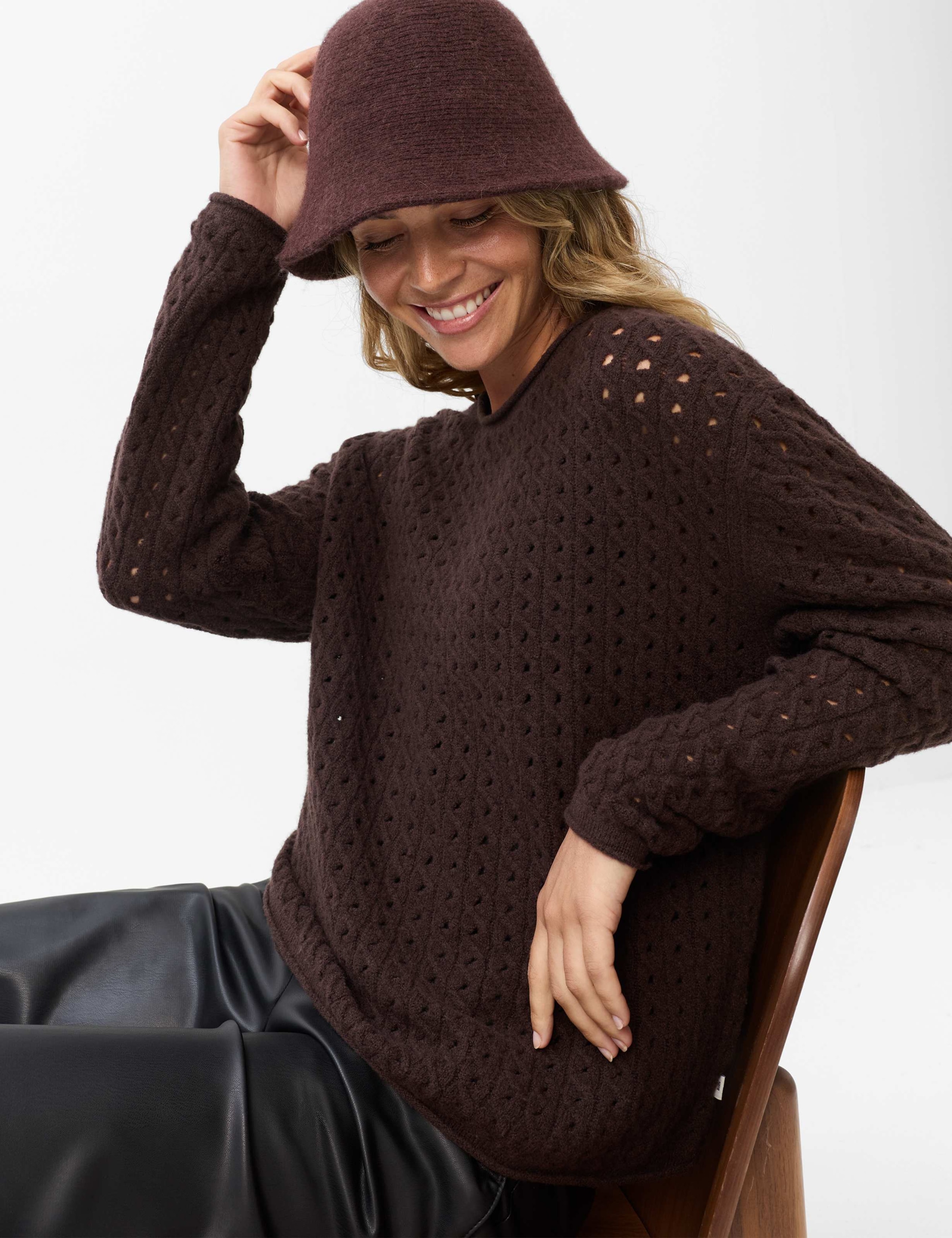 Brax Strickpullover »Style LESLEY« Ajour: Strickpullover im Baumwollmix