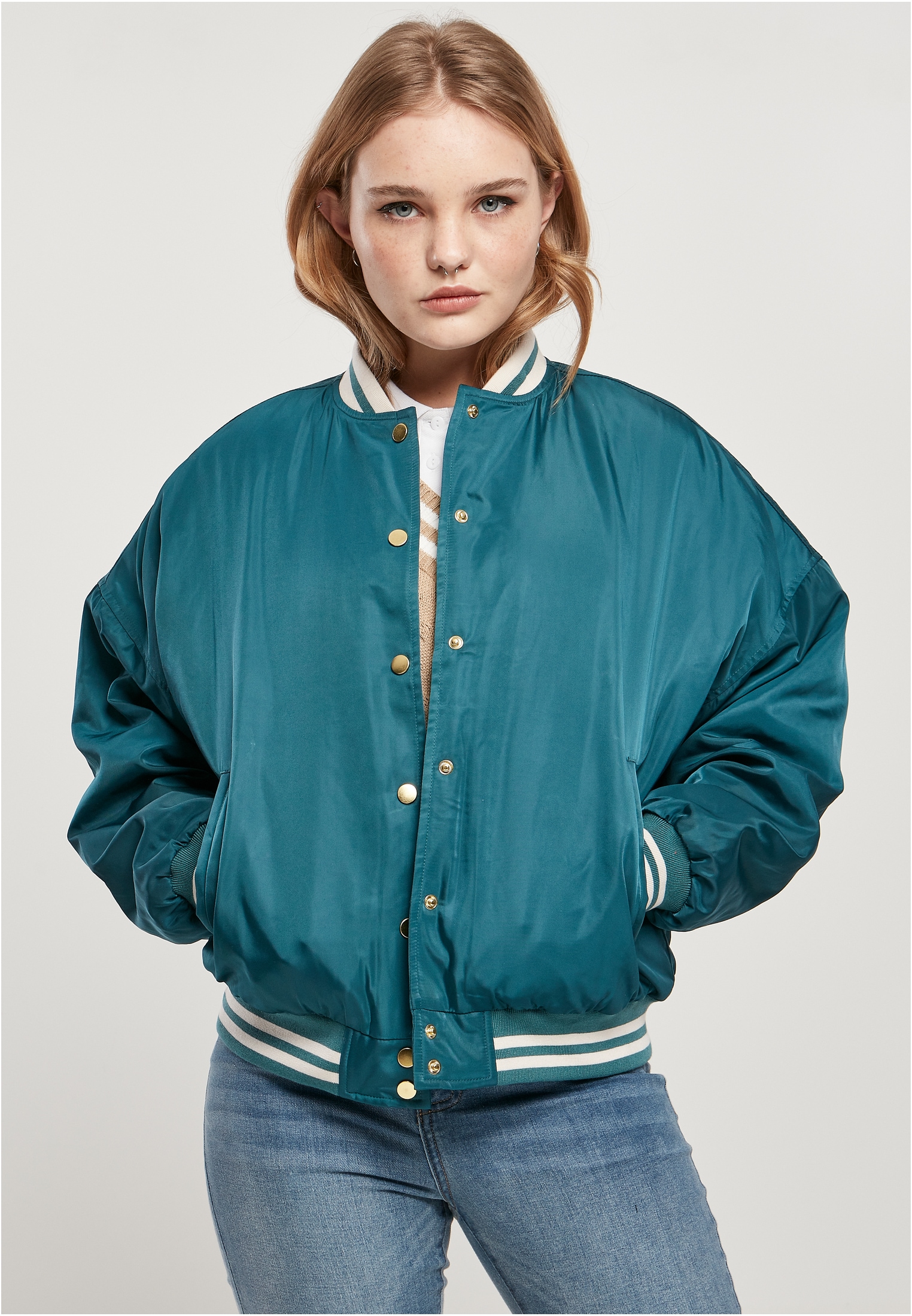 URBAN CLASSICS Jacket«, St.), Oversized Kapuze Sommerjacke kaufen ohne | College BAUR Recycled »Damen für (1 Ladies