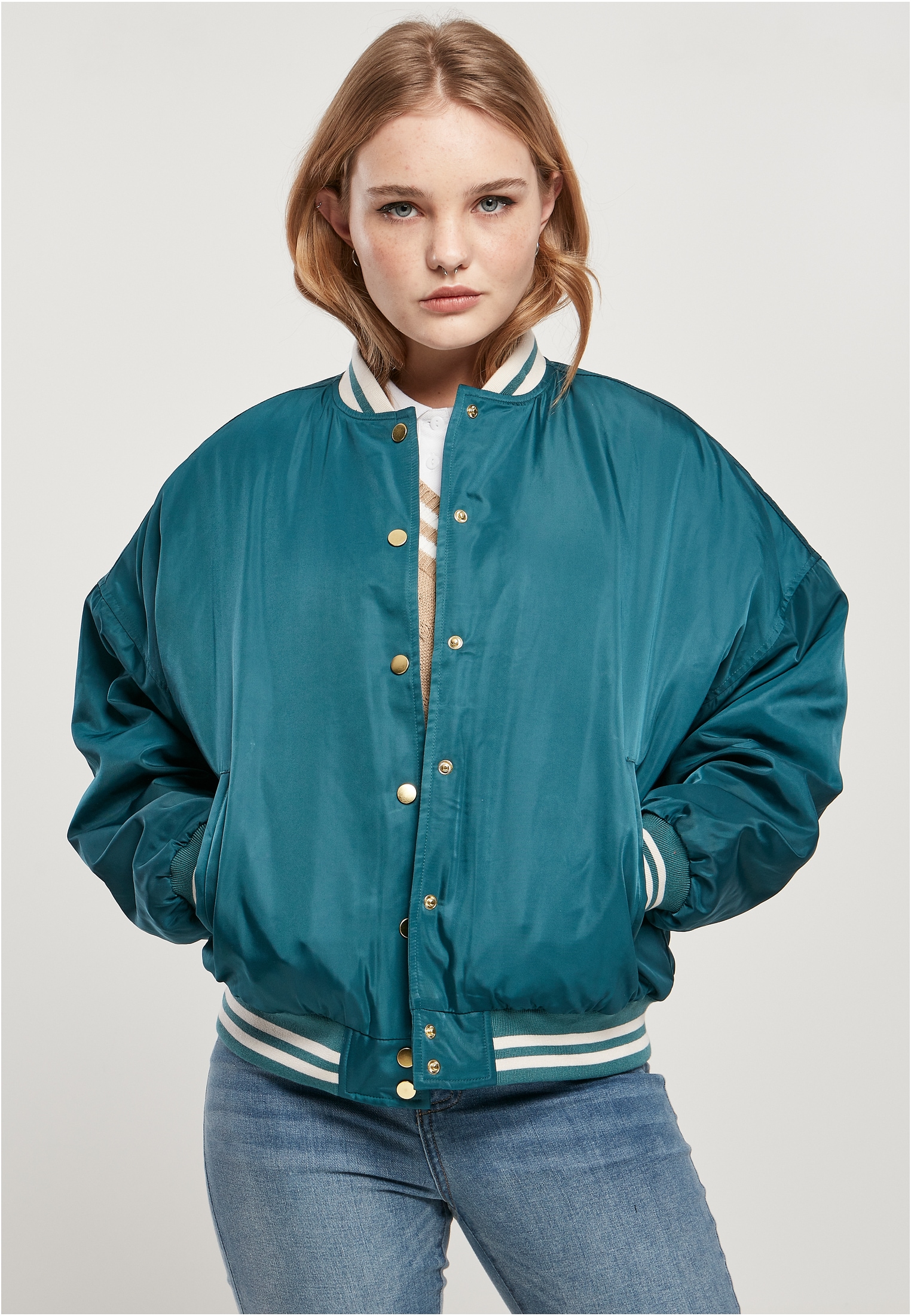 URBAN CLASSICS »Damen BAUR Oversized (1 kaufen Kapuze für Ladies ohne Recycled St.), Sommerjacke | College Jacket«