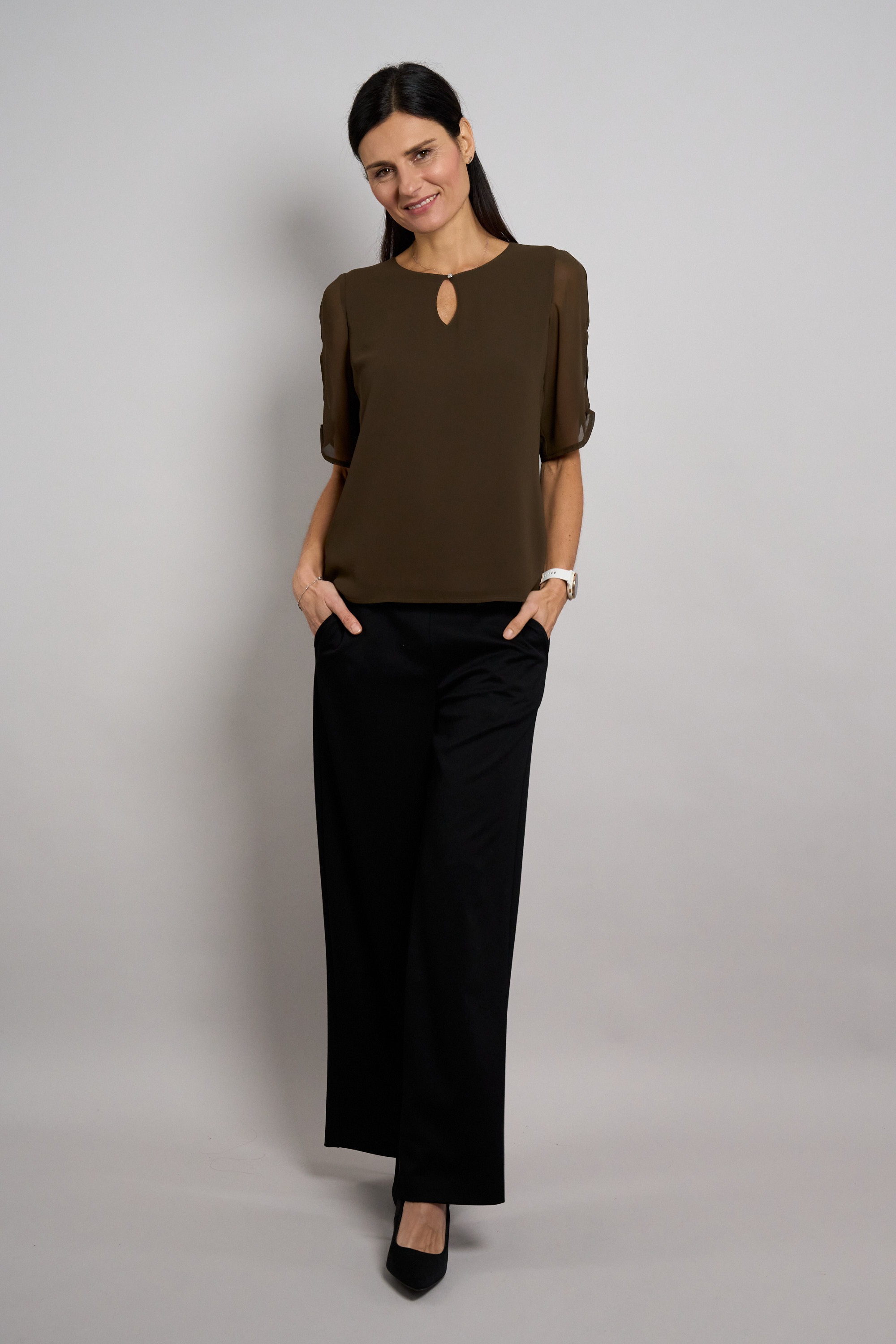 Seidel Moden Chiffonbluse "Otto exclusiv" Halbarm mit Cut-Out-Detail und Gl günstig online kaufen