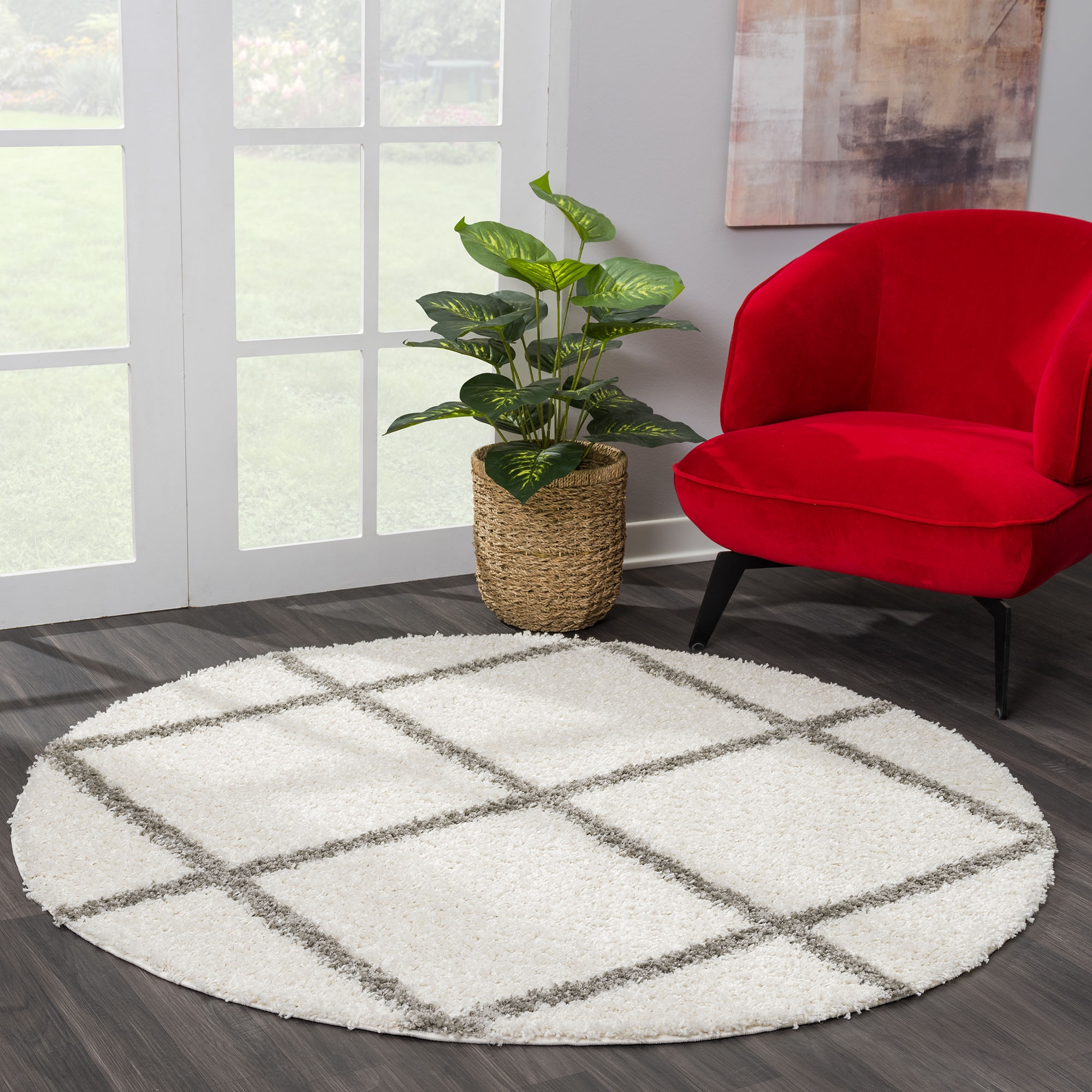 Sanat Hochflor-Teppich "Madrid 1, auch in Rund erhältlich" rund 30 mm Höhe Wohnzimmer, Langflor, Shaggy Teppich