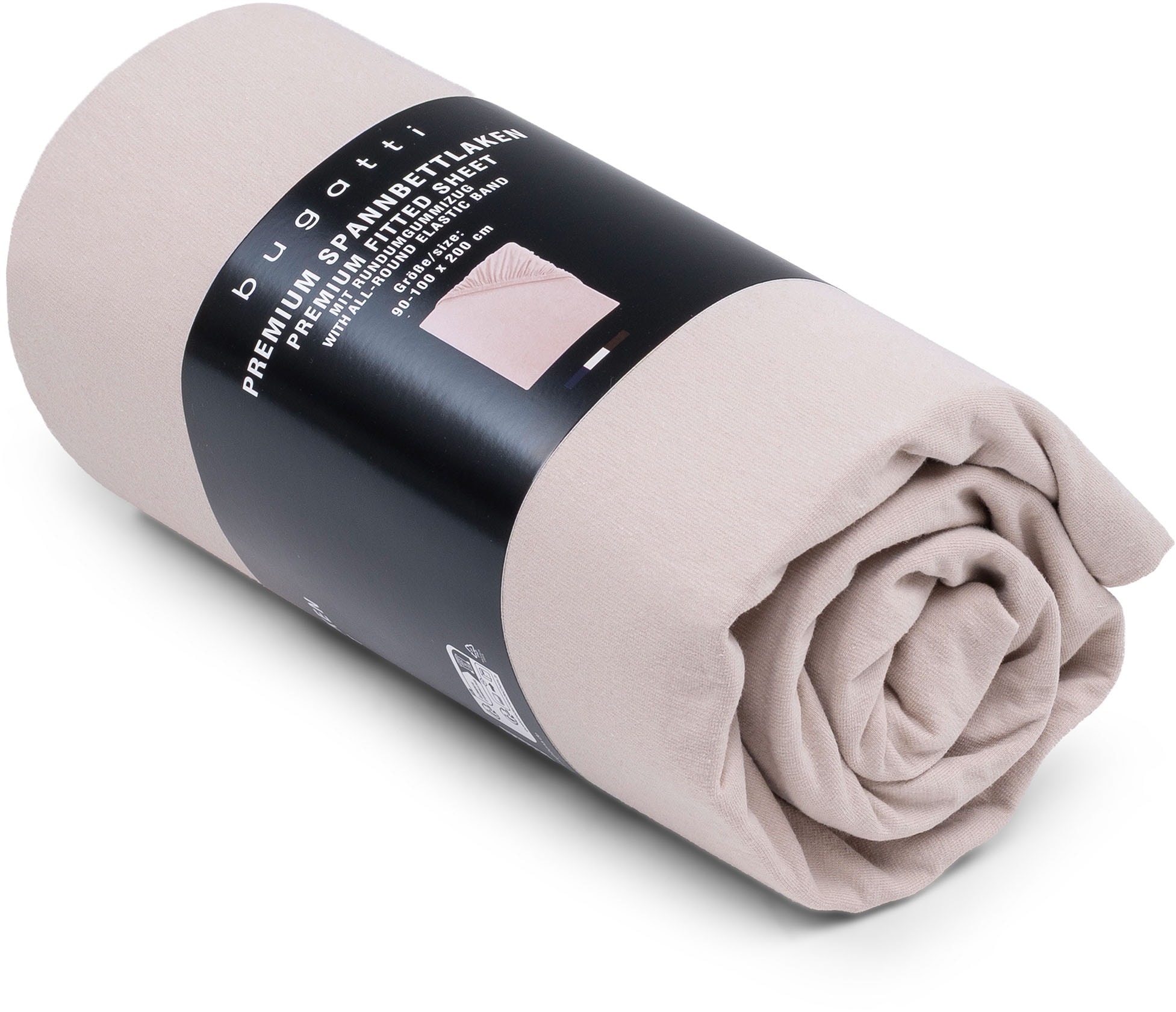 bugatti Spannbettlaken "PREMIUM, Baumwolle mit Elasthan, 180 g/m²" blickdicht und dehnbar