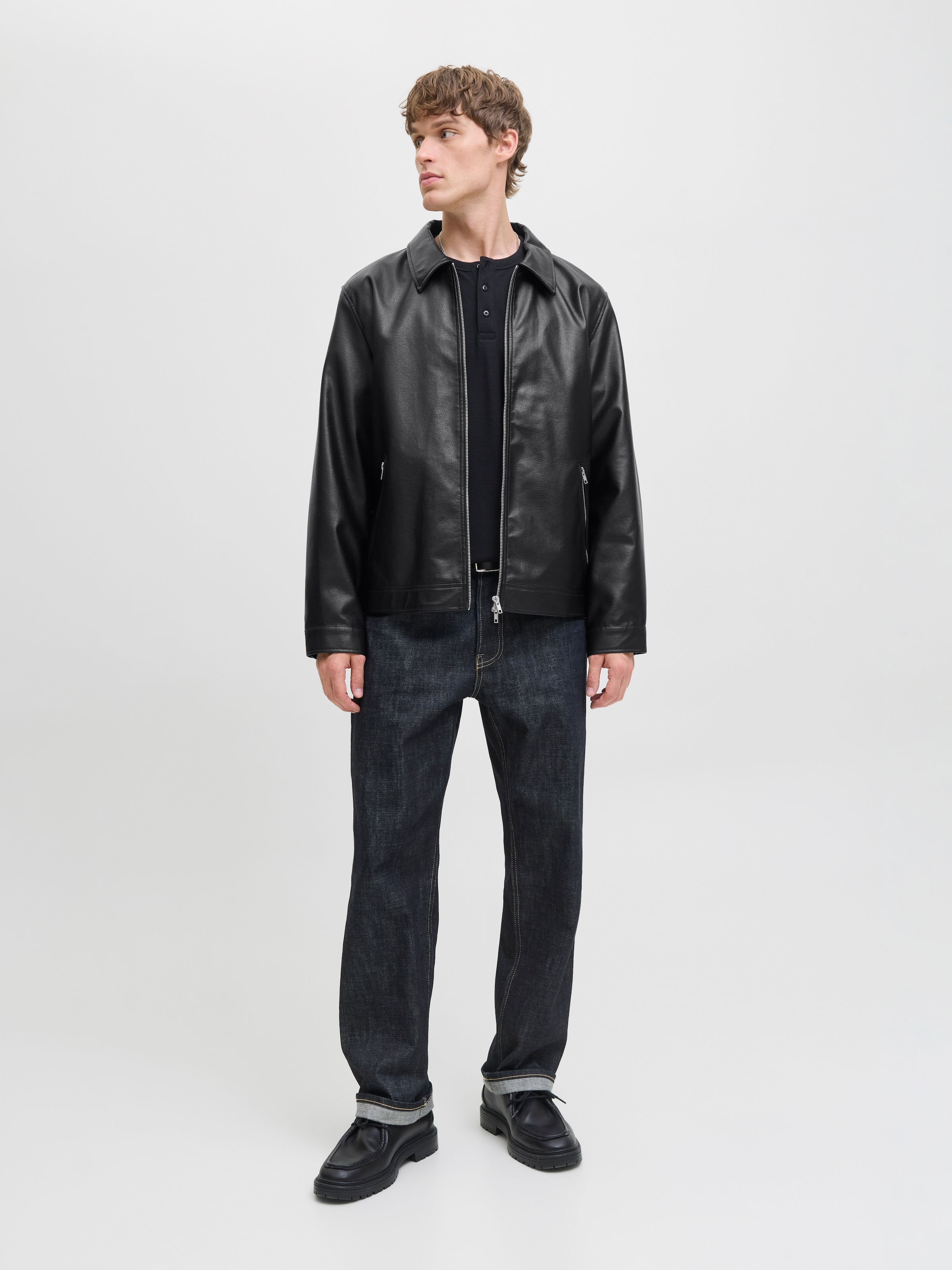 Jack & Jones Bikerjacke »JJECASABLANCA PU JACKET NOOS«, ohne Kapuze, mit Fronttaschen