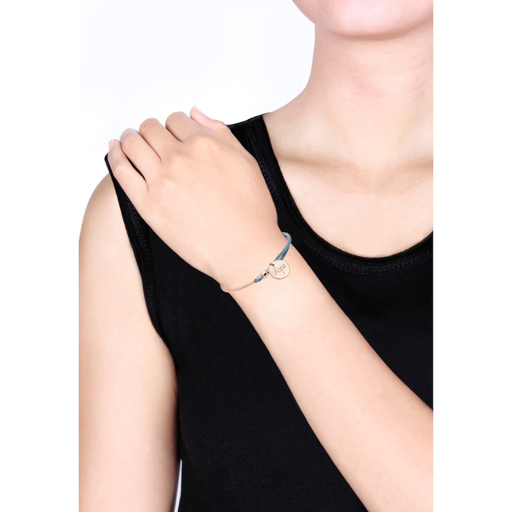Elli Armband »Satin Grau mit Anhänger "Hope" Schriftzug Rosegold«