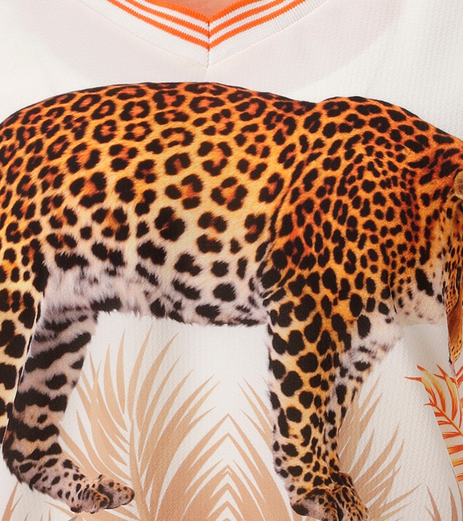 Aniston CASUAL Shirtbluse mit Leopard, tropischen Vögeln, Blüten und Blättern - NEUE KOLLEKTION
