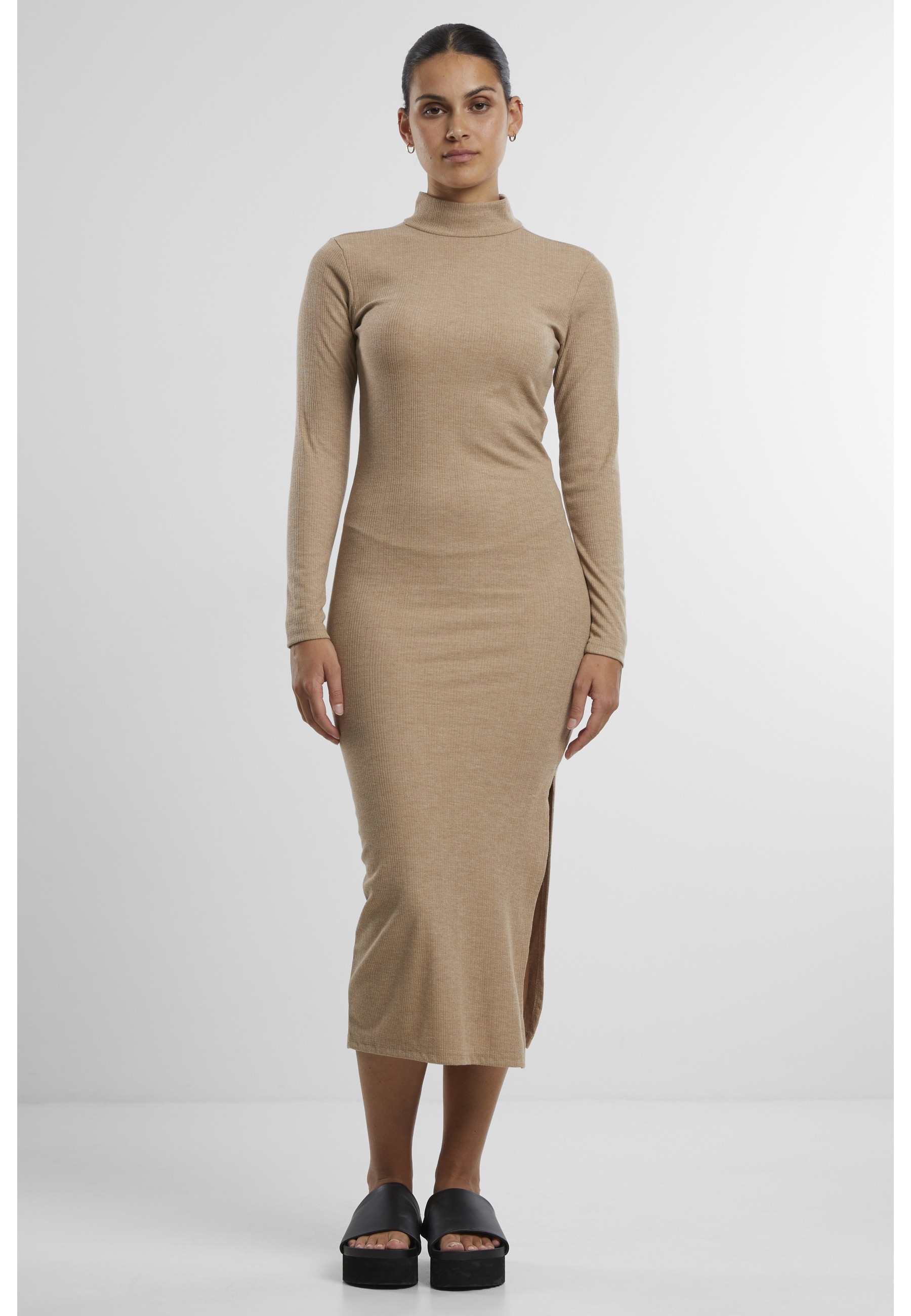 URBAN CLASSICS Shirtkleid »Urban Classics Ladies Rib Longlseeve Mockneck Dress« 1 Stk. tlg.