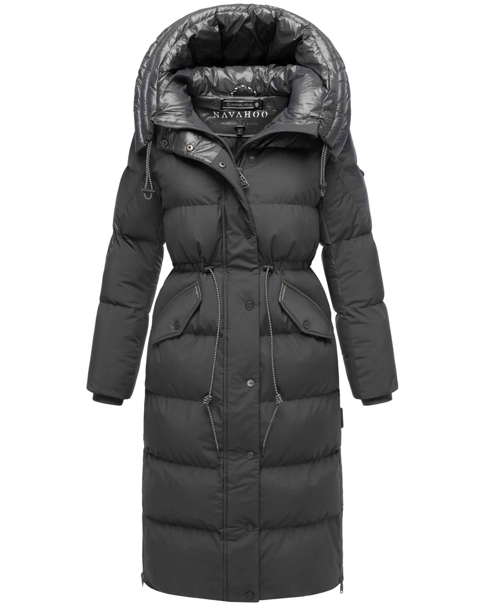 Navahoo Steppmantel »Knusperherz 14«, Langer gesteppter Damen Wintermantel mit Materialmix
