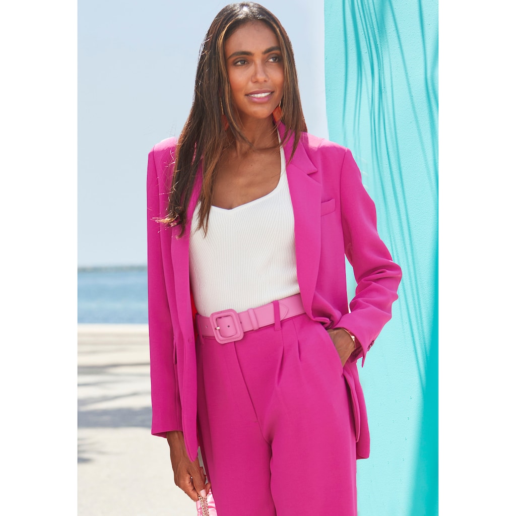 LASCANA Longblazer, mit Reverskragen und Schlitz hinten, Damenblazer, elegant-chic