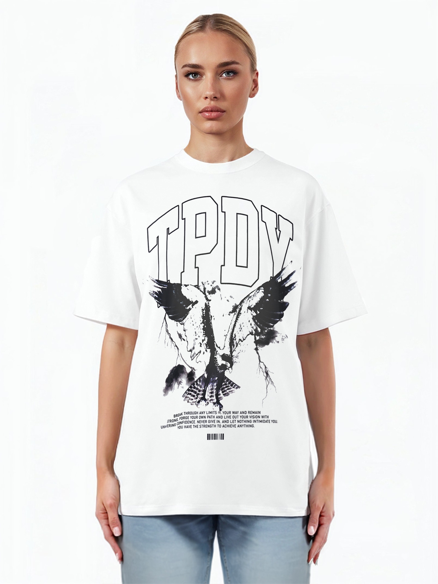 trueprodigy Oversize-Shirt "Yuki F Logo Print Oversized Rundhals"