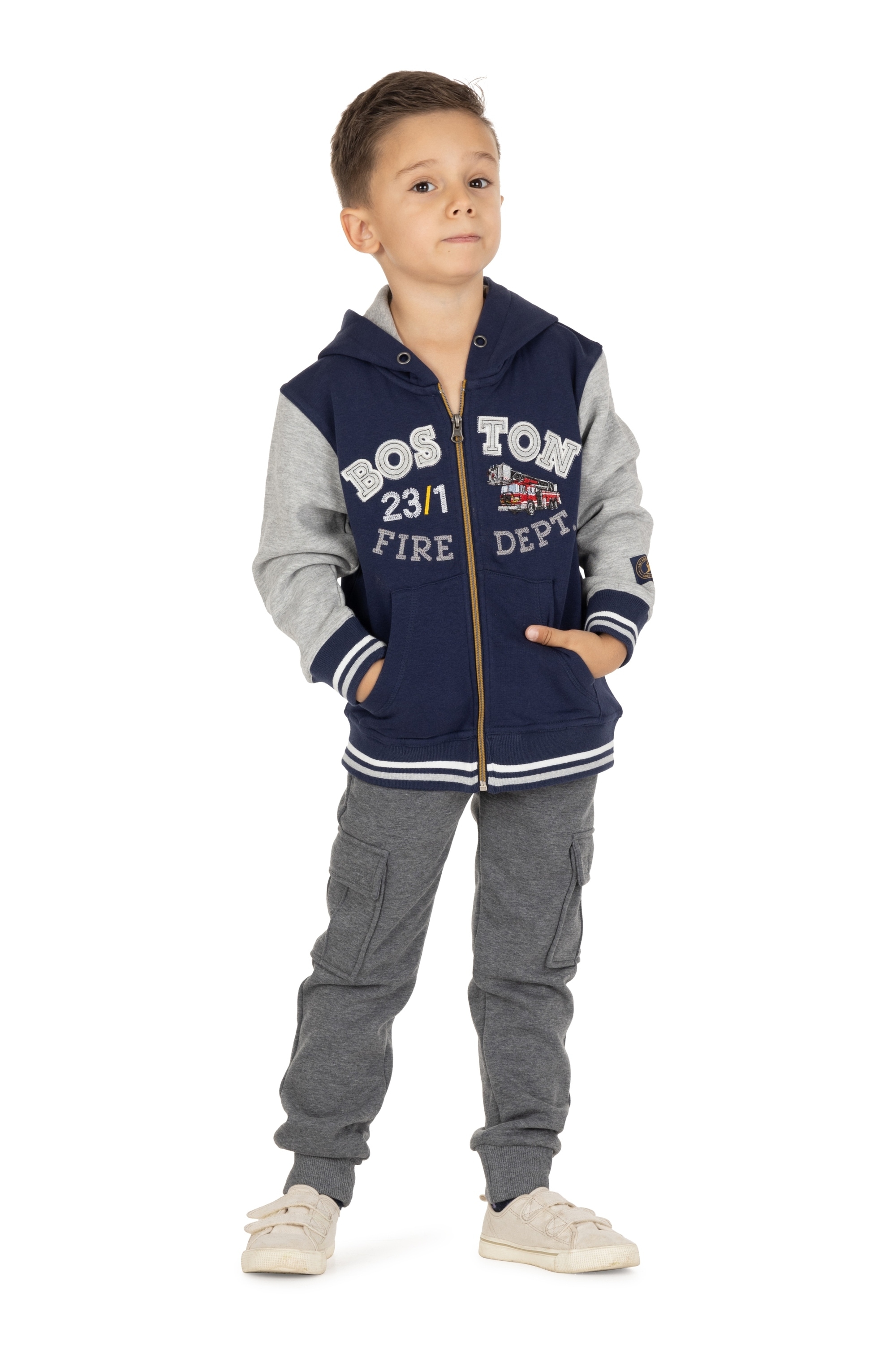 SALT AND PEPPER Collegejacke "Boston Fire Dept.", mit Feuerwehr-Motiv