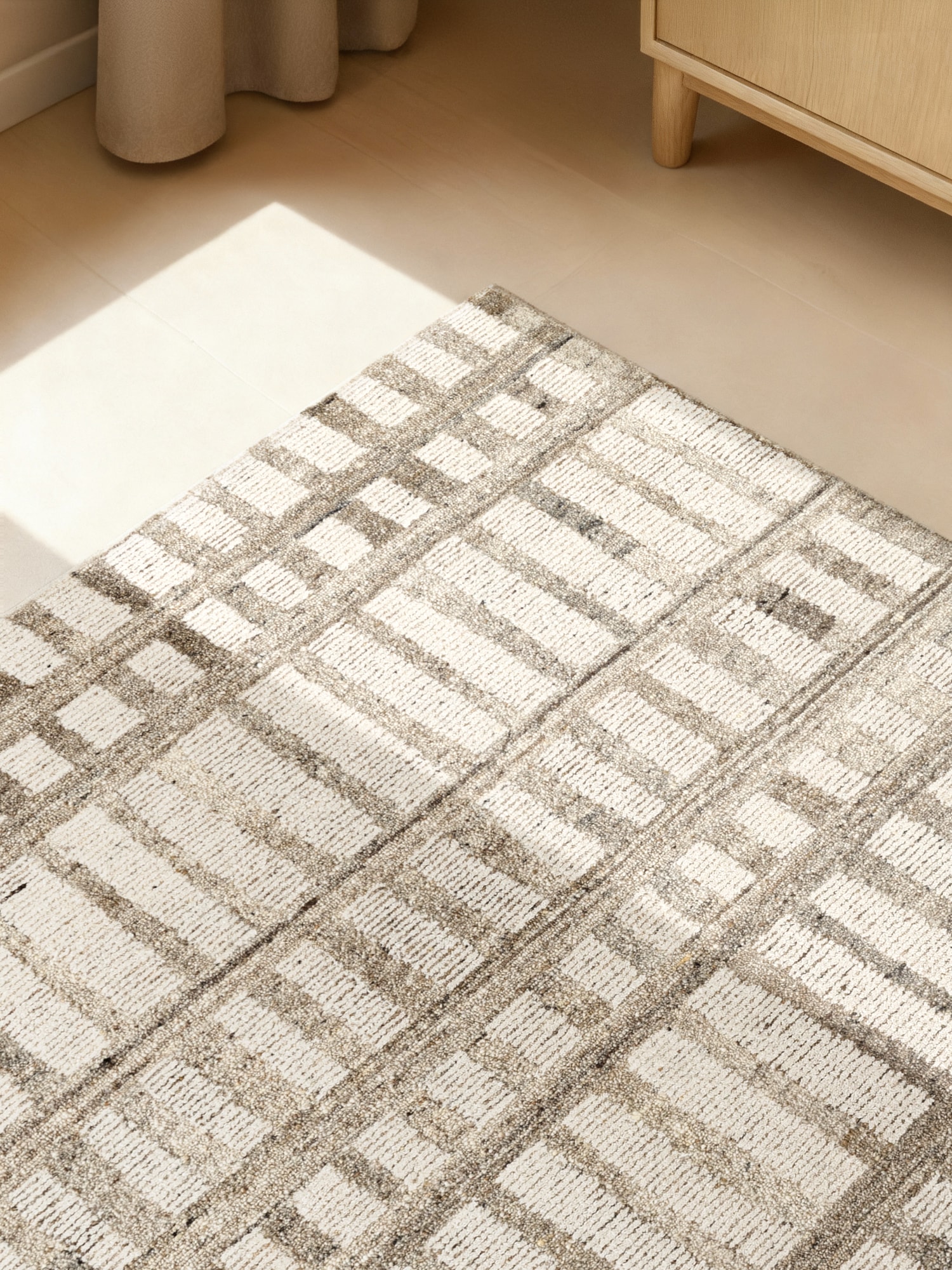 vikosa Teppich »Linara« rechteckig 15 mm Höhe Handgemacht, Grafisch, Streifen, Natur, Wolle, Wohnzimmer,Schlafzimmer