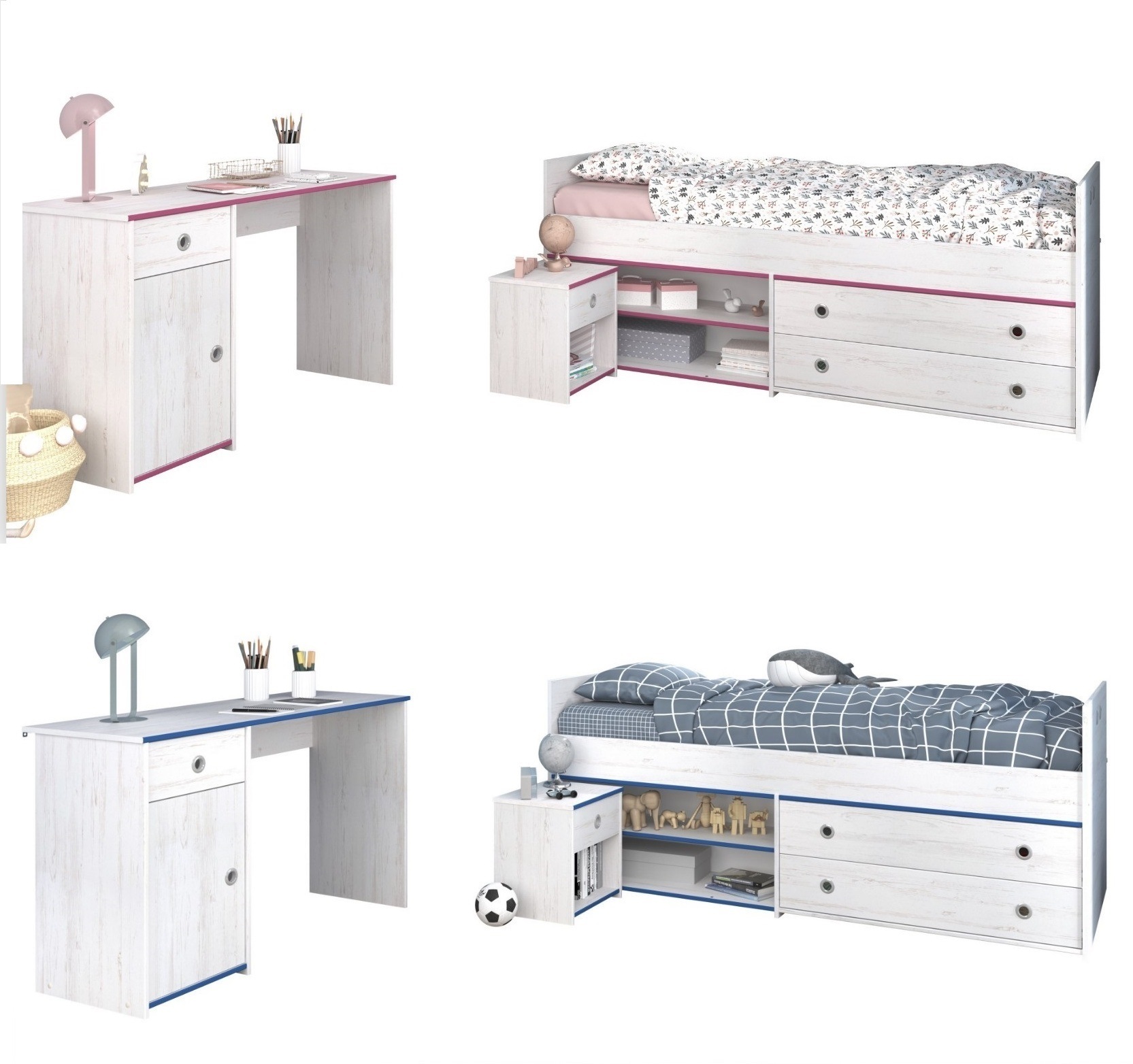 Jugendzimmer-Set PARISOT "Smoozy", weiß, Schlafzimmermöbel-Sets 3