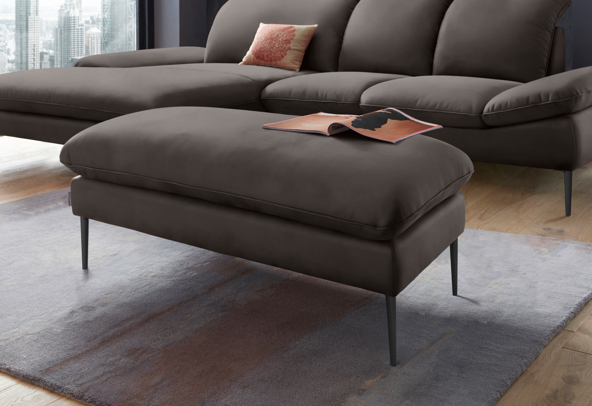W.SCHILLIG Hocker "enjoy&MORE" Füße schwarz pulverbeschichtet, Breite 106 cm
