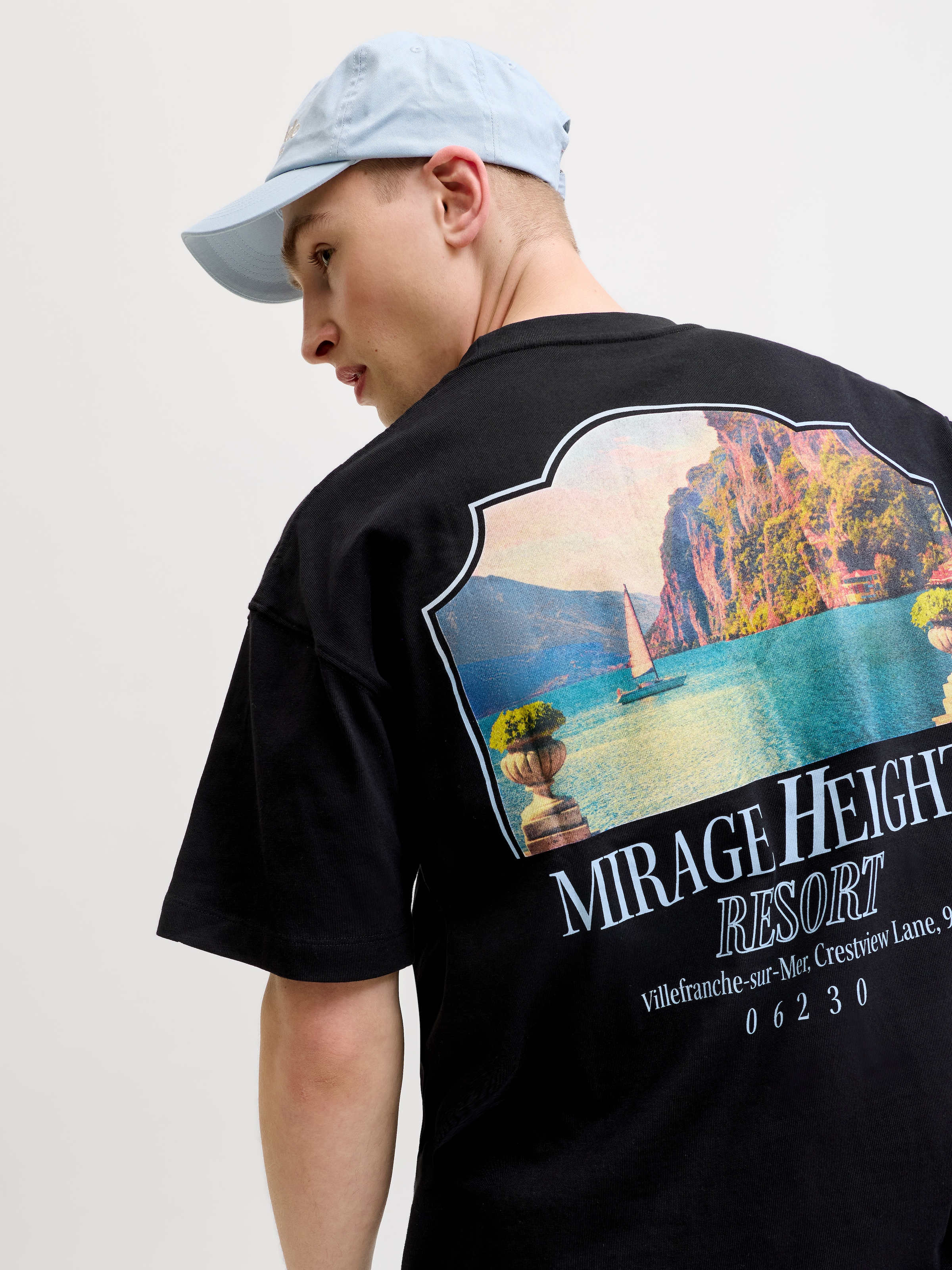 Jack & Jones Kurzarmshirt »JORSANREMO BACK TEE SS CREW NECK LN« Baumwolle