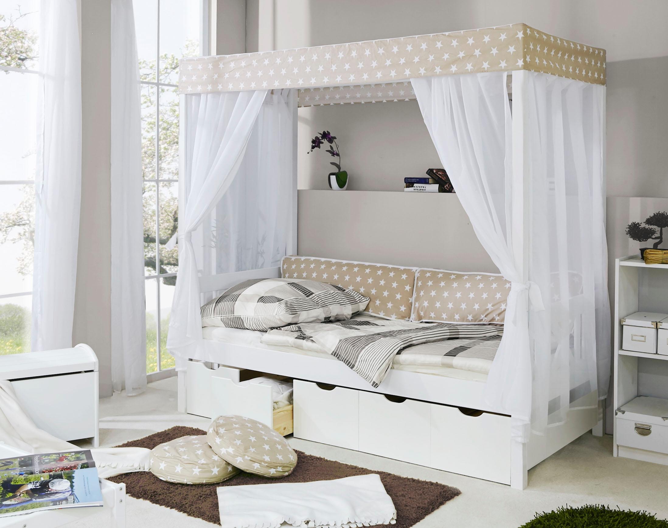 Ticaa Himmelbett »Lino«, Himmelbett, inkl. Schubkasten und Rollrost