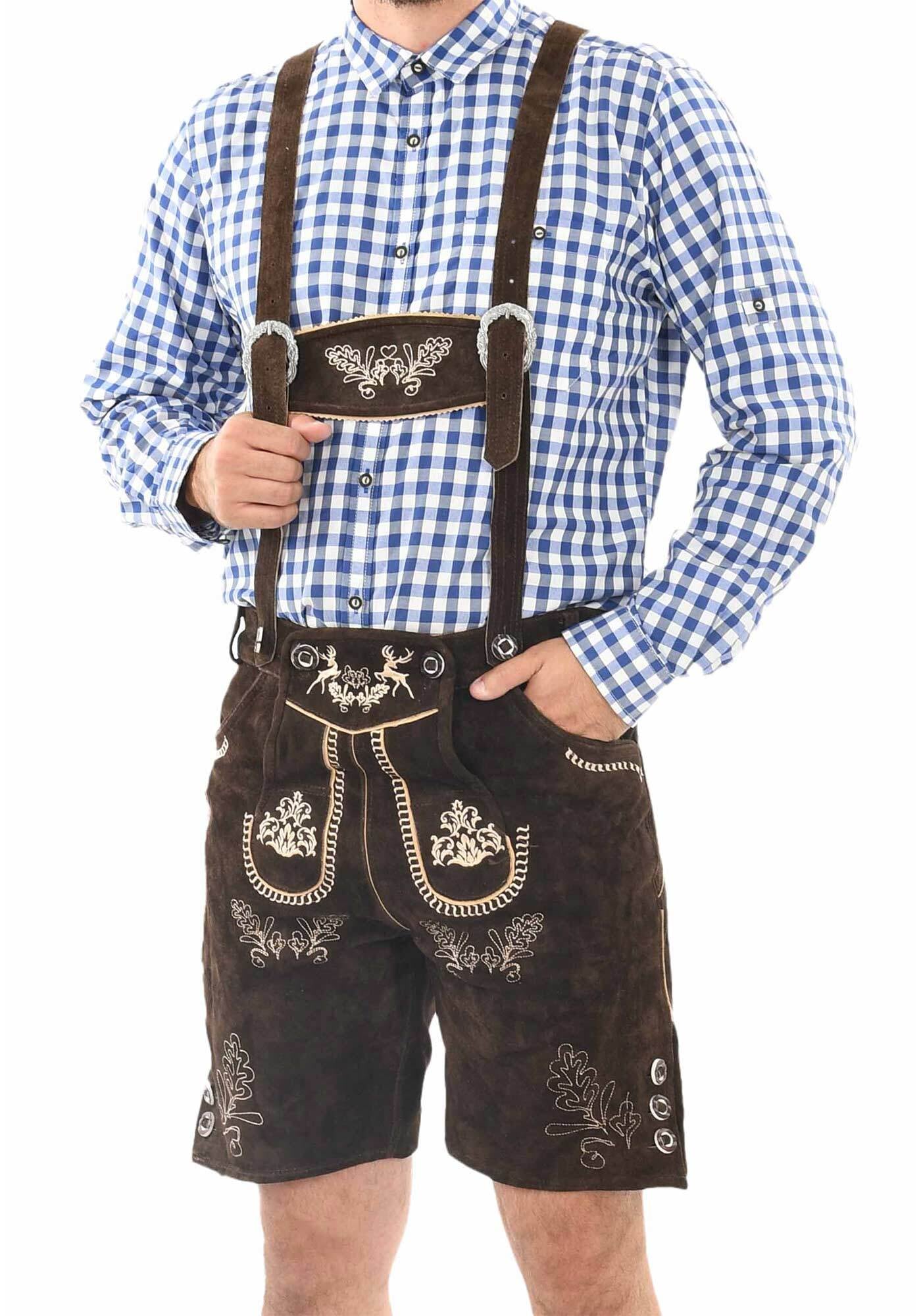 Alessandro Salvarini Trachtenlederhose »ASFerdl«, Lederhose in Trachtenstil in kurzer Schnittform aus Echtleder