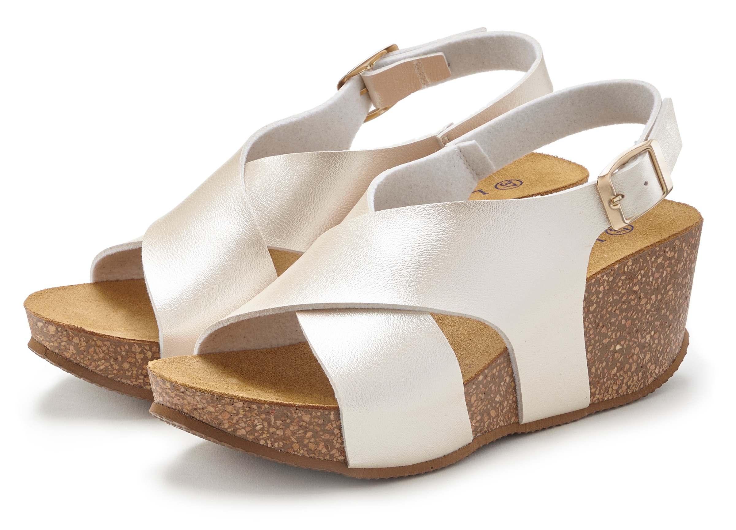 LASCANA Sandalette, Sandalette, Sommerschuh mit Keilabsatz und Korkfußbett