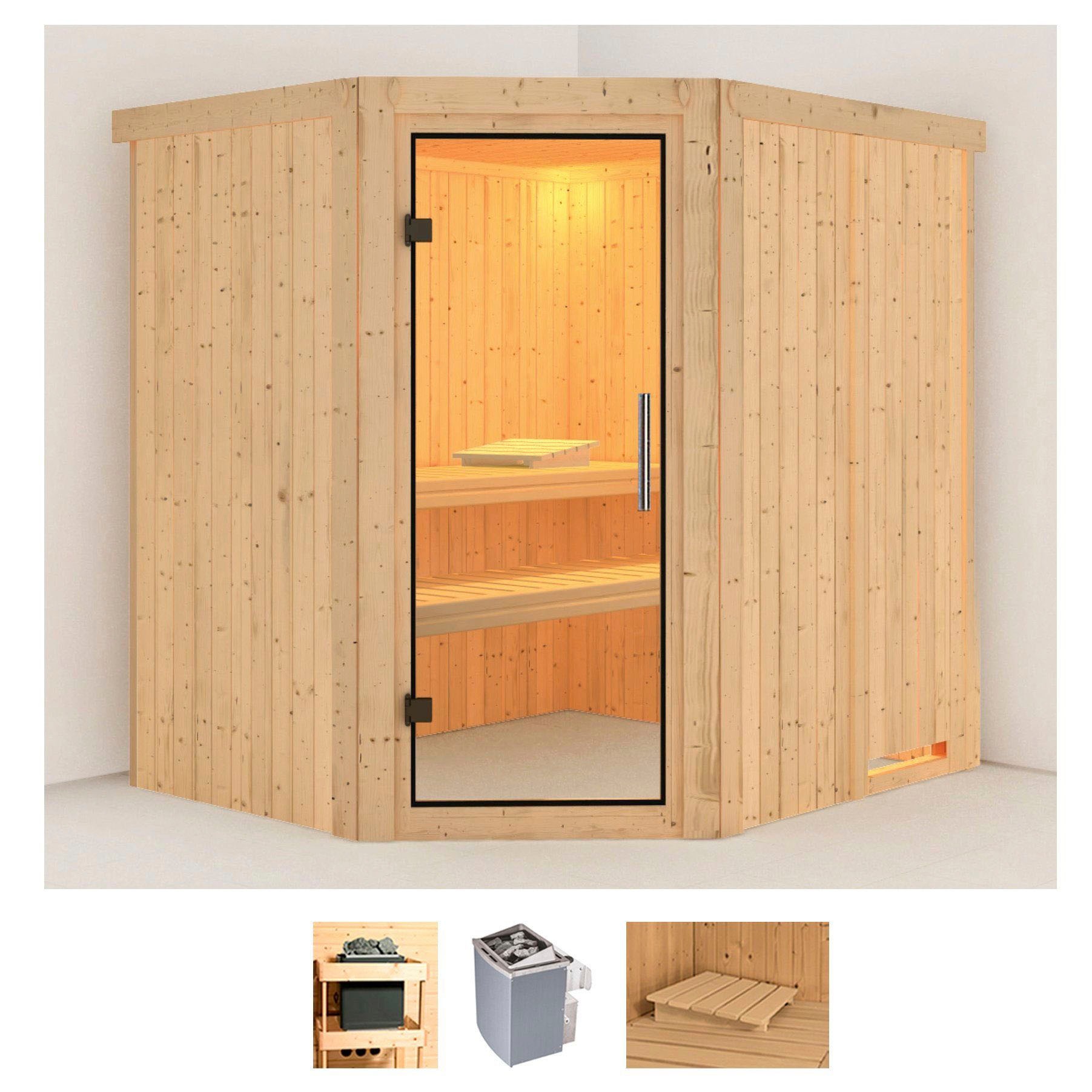 KARIBU Sauna "Siirin", Saunaofen, integrierte Steuerung, 9 kW, beige, Saunen, 9 KW-Ofen mit integrierter Steuerung
