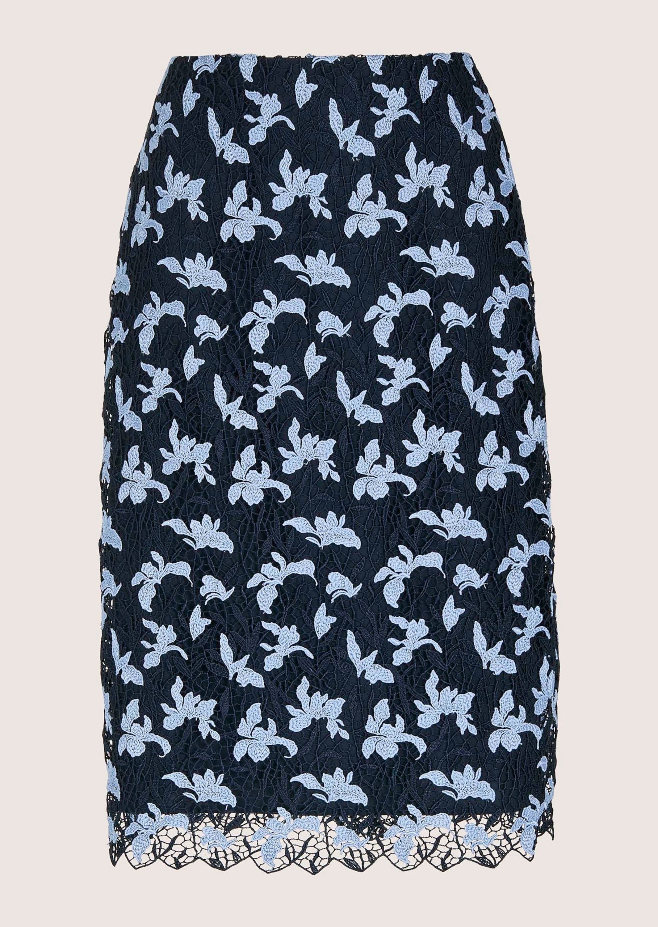 MADELEINE Bleistiftrock "Spitzenrock Midirock mit floralen Akzenten" Gehsch günstig online kaufen