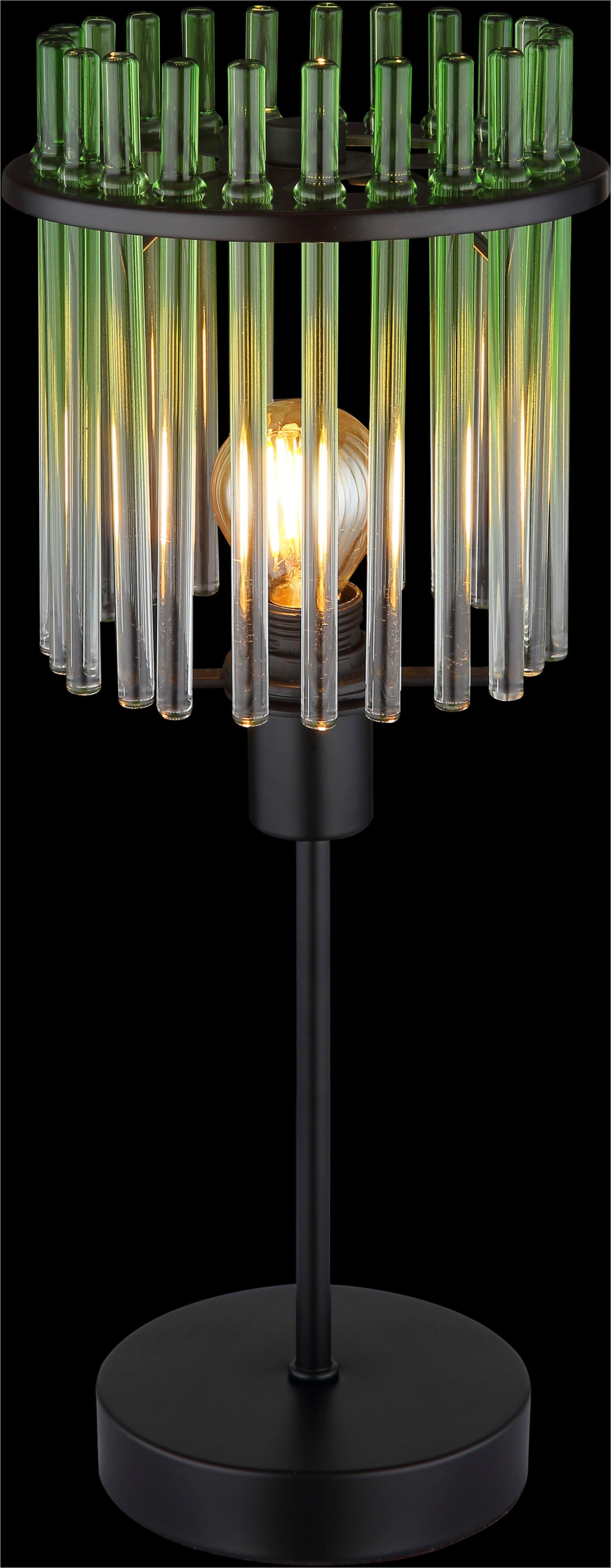 GLOBO LIGHTING Tischleuchte »GORLEY« E14 1 Stk. Tischlampe schwarz Glasstäbe grün klar verlaufend elegant