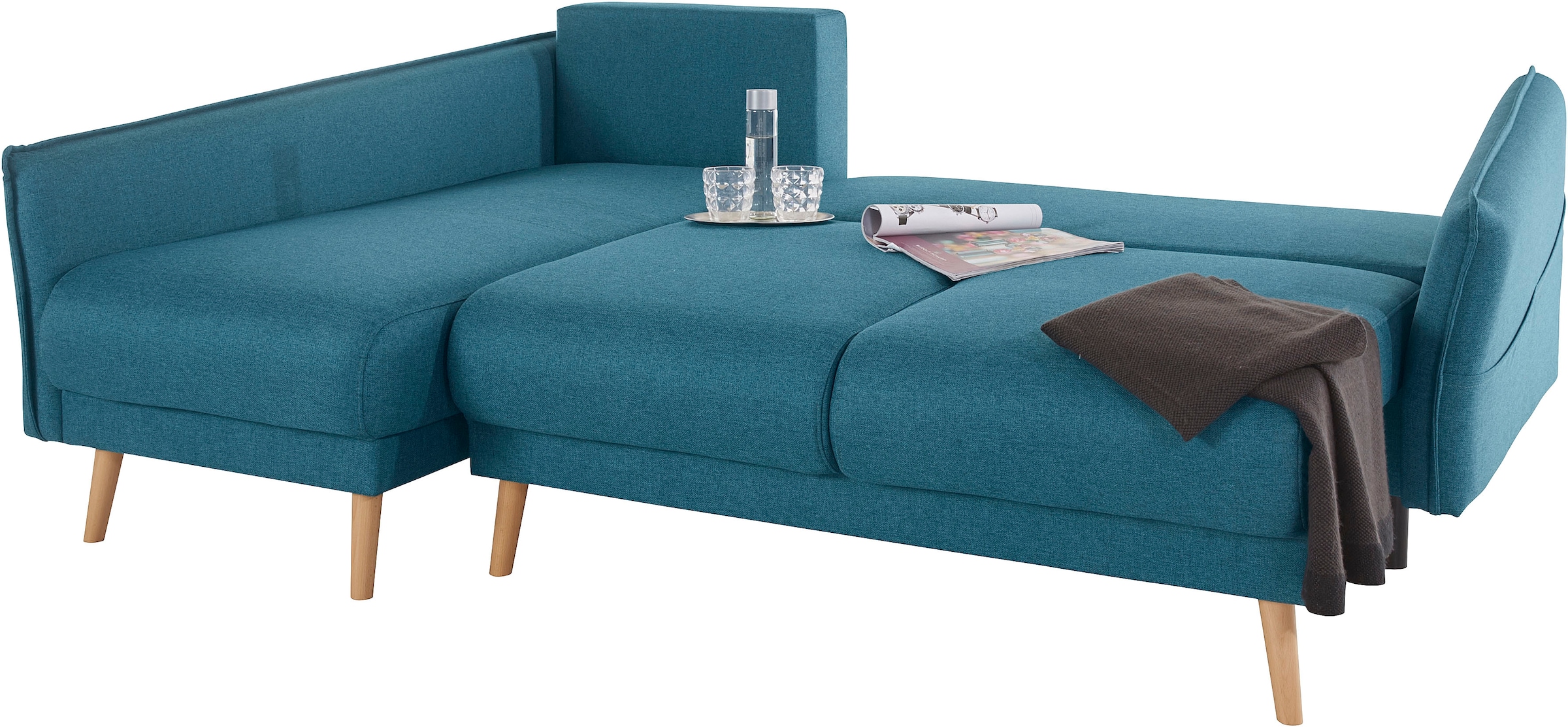 Home affaire Ecksofa »Granbo L-Form«, incl. Bettfunktion und Bettkasten, Federkern-Polsterung, Seitentasche