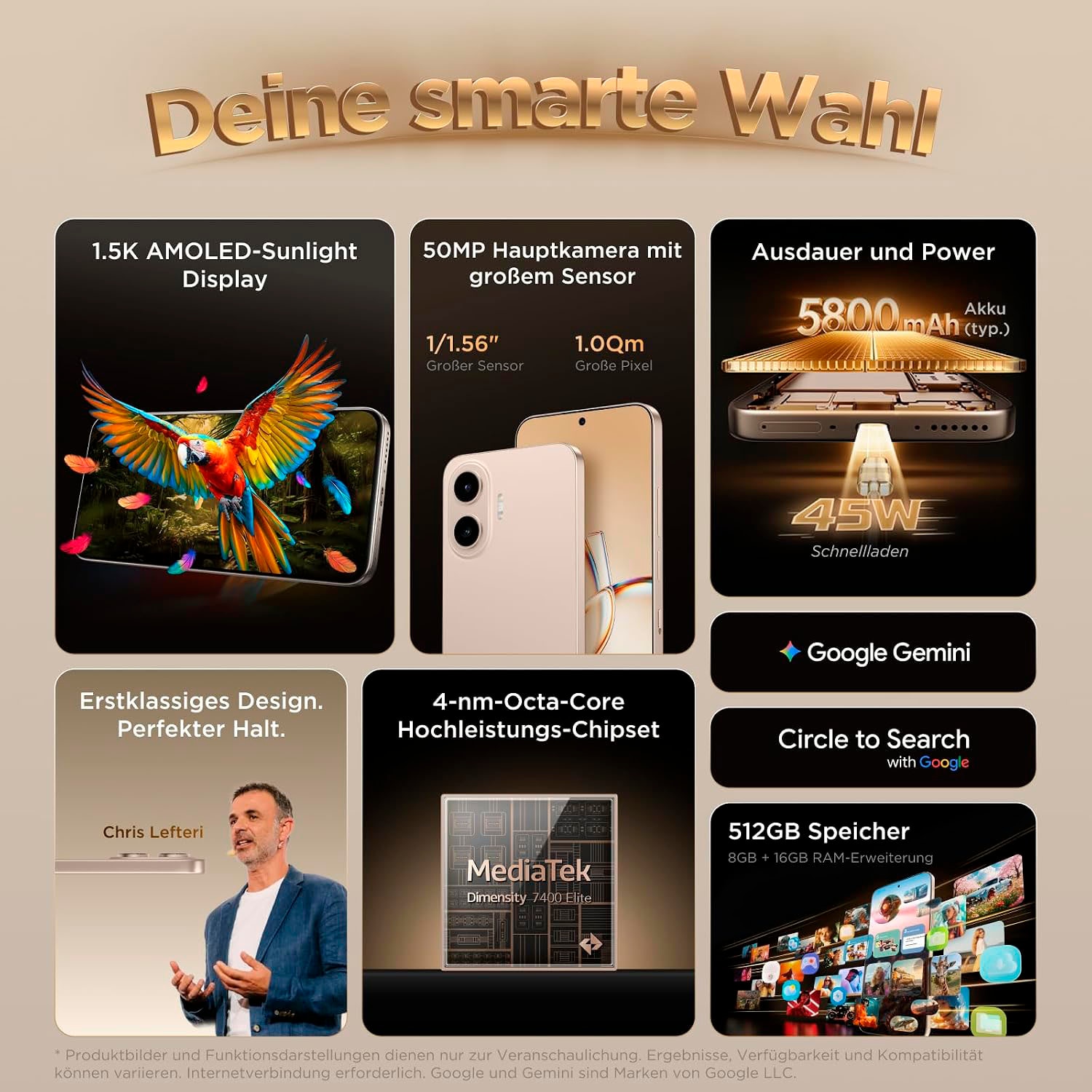 TCL Smartphone »P80 Pro 8+512GB« Sunlit Gold NXTPAPER-Technologie