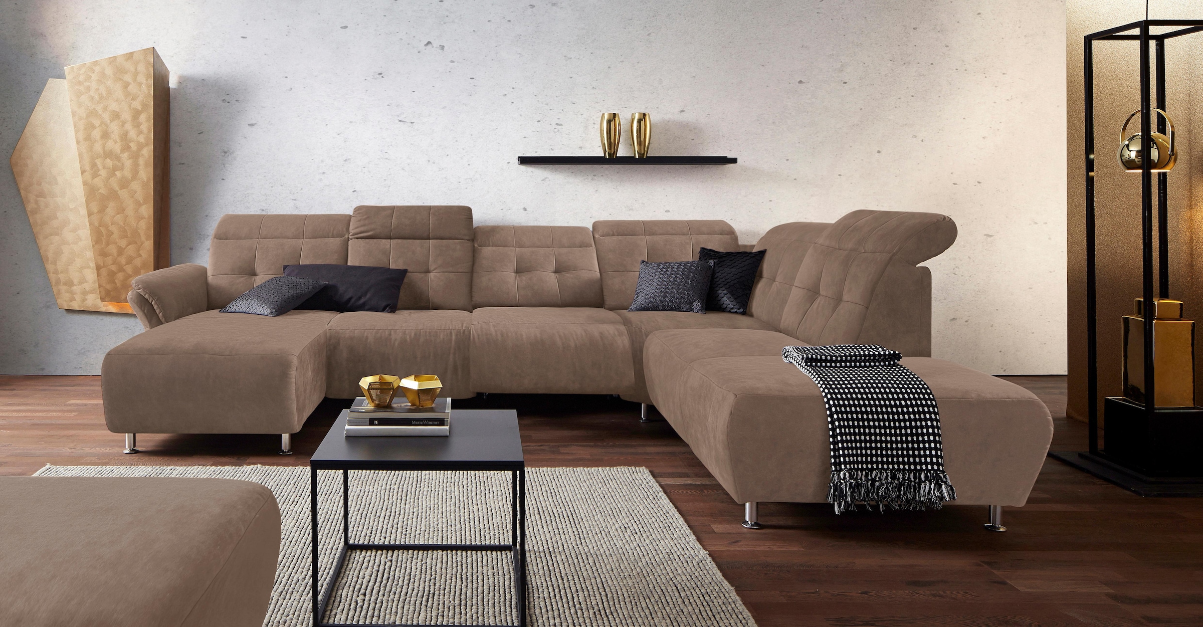 Home affaire Wohnlandschaft "Manhattan U-Form" 2 Sitze mit elektrischer Rel günstig online kaufen