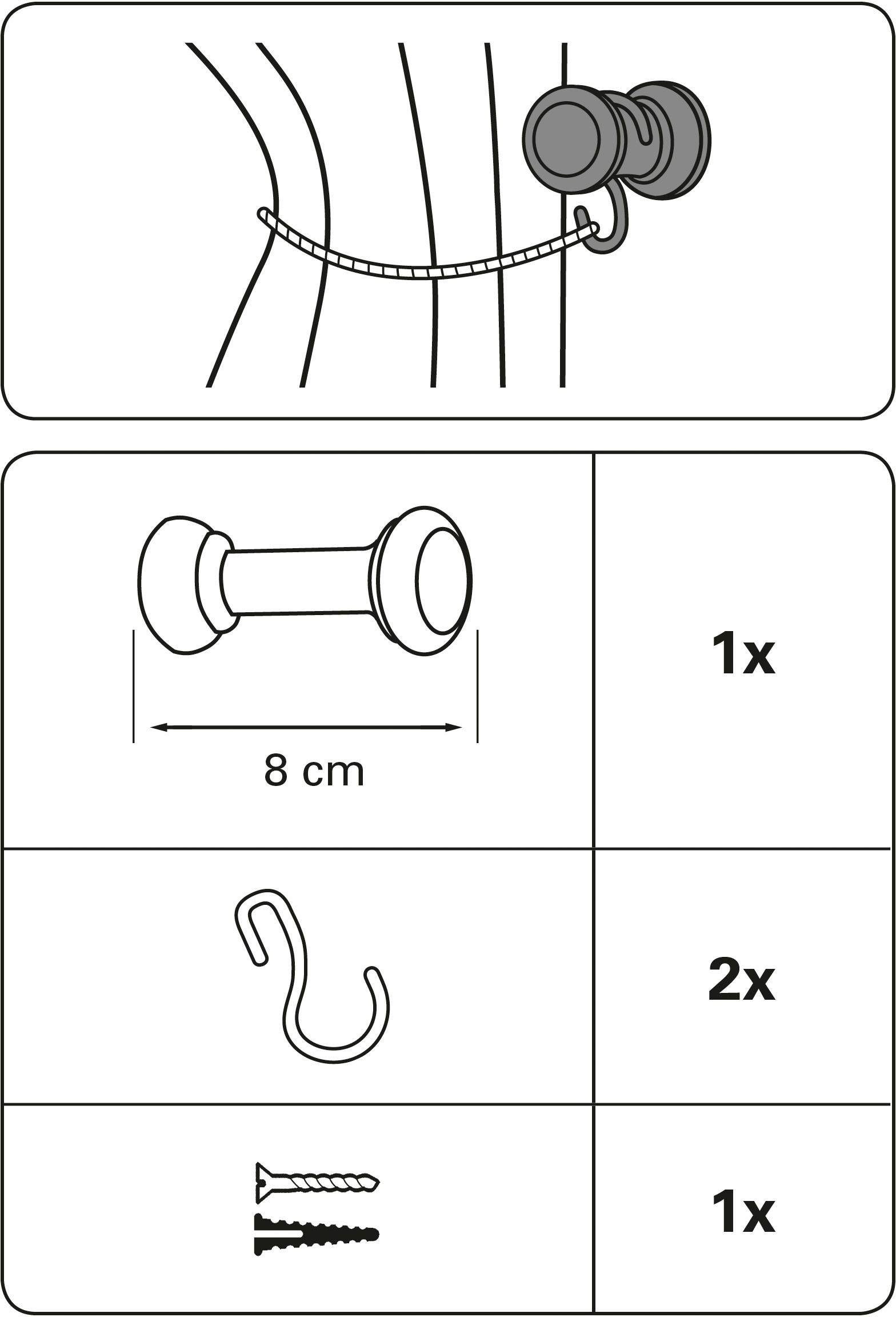 GARDINIA Schalhalter »Schalhalter mit Haken, Kunststoff«, (1 St.), Serie Gardinenstangen-Set Bifo Ø 28 mm