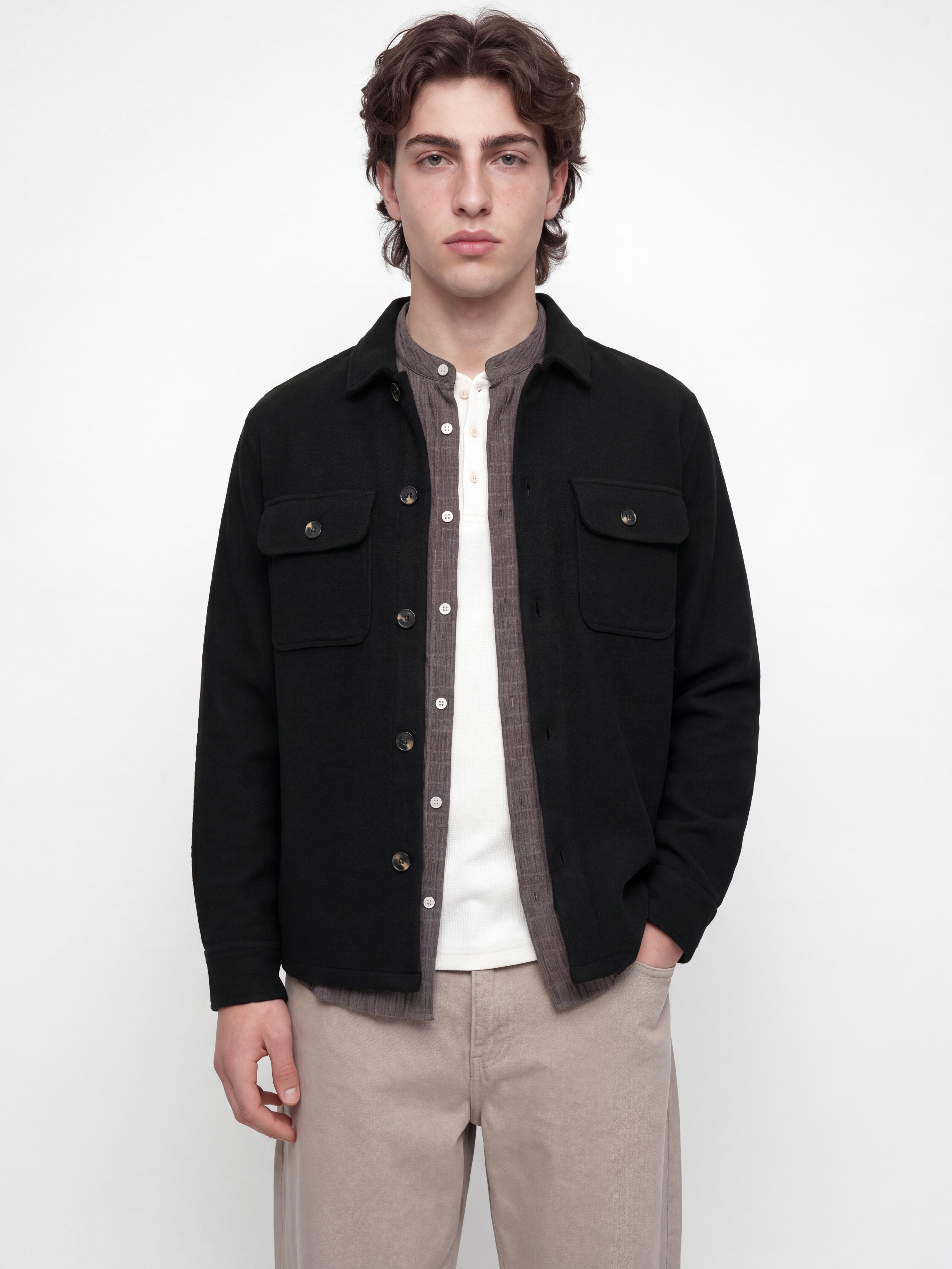 Jack & Jones Langarmhemd "JJEREGENT STRUCTURE OVERSHIRT LS SN" Polyester, locker geschnitten
