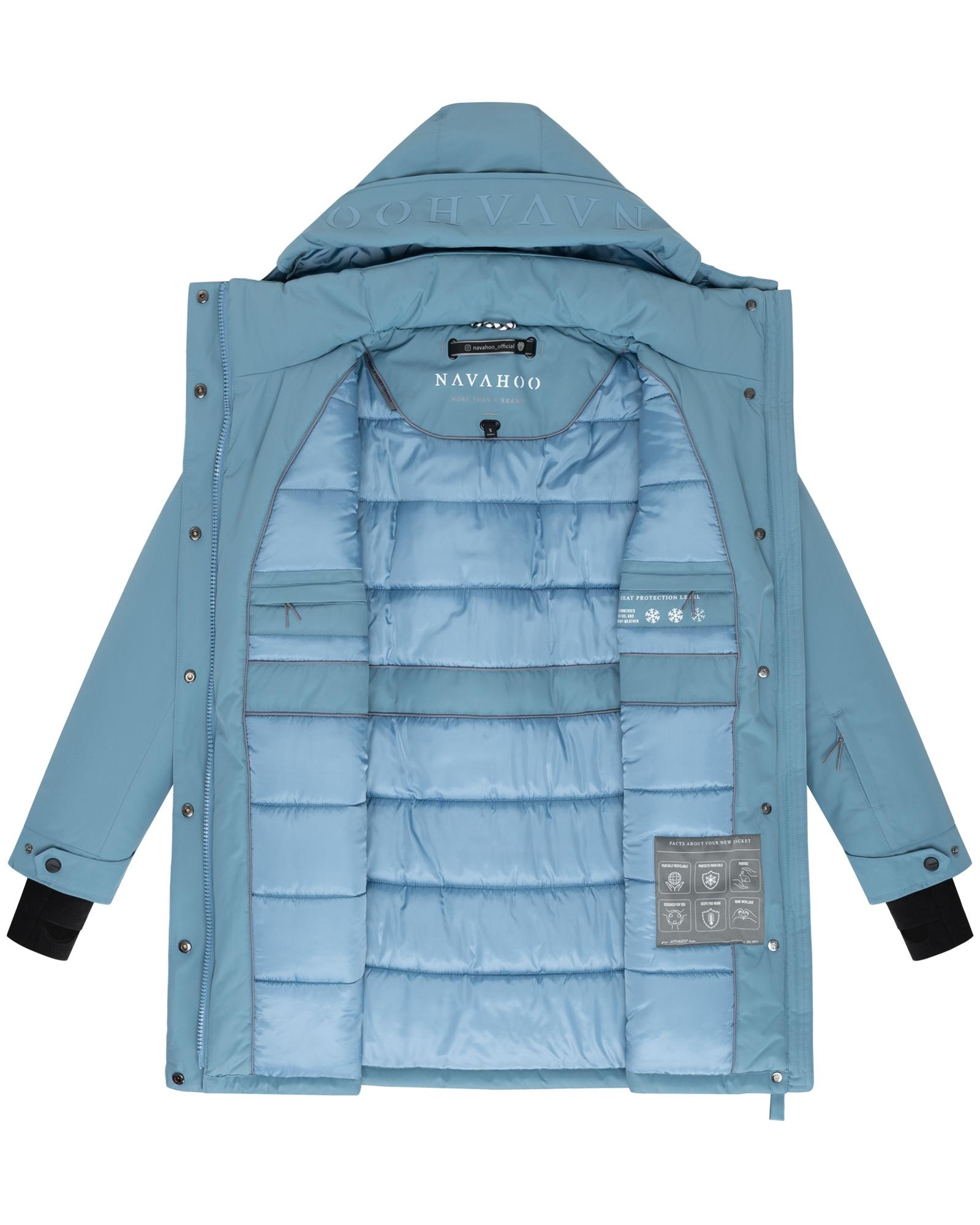 Navahoo Wintermantel »Frostkuss 14«, Warmer Damen Mantel mit abnehmbarer Kapuze und Taillengürtel