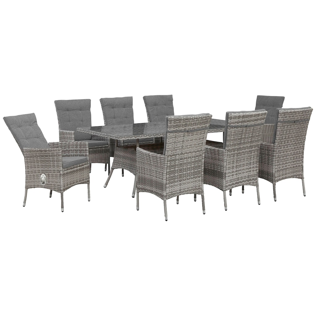 KONIFERA Garten-Essgruppe »Belluno«, (Set, 17 tlg., 8x Sessel, 1x Tisch 200x100 cm, inkl. Auflagen, Polyrattan)