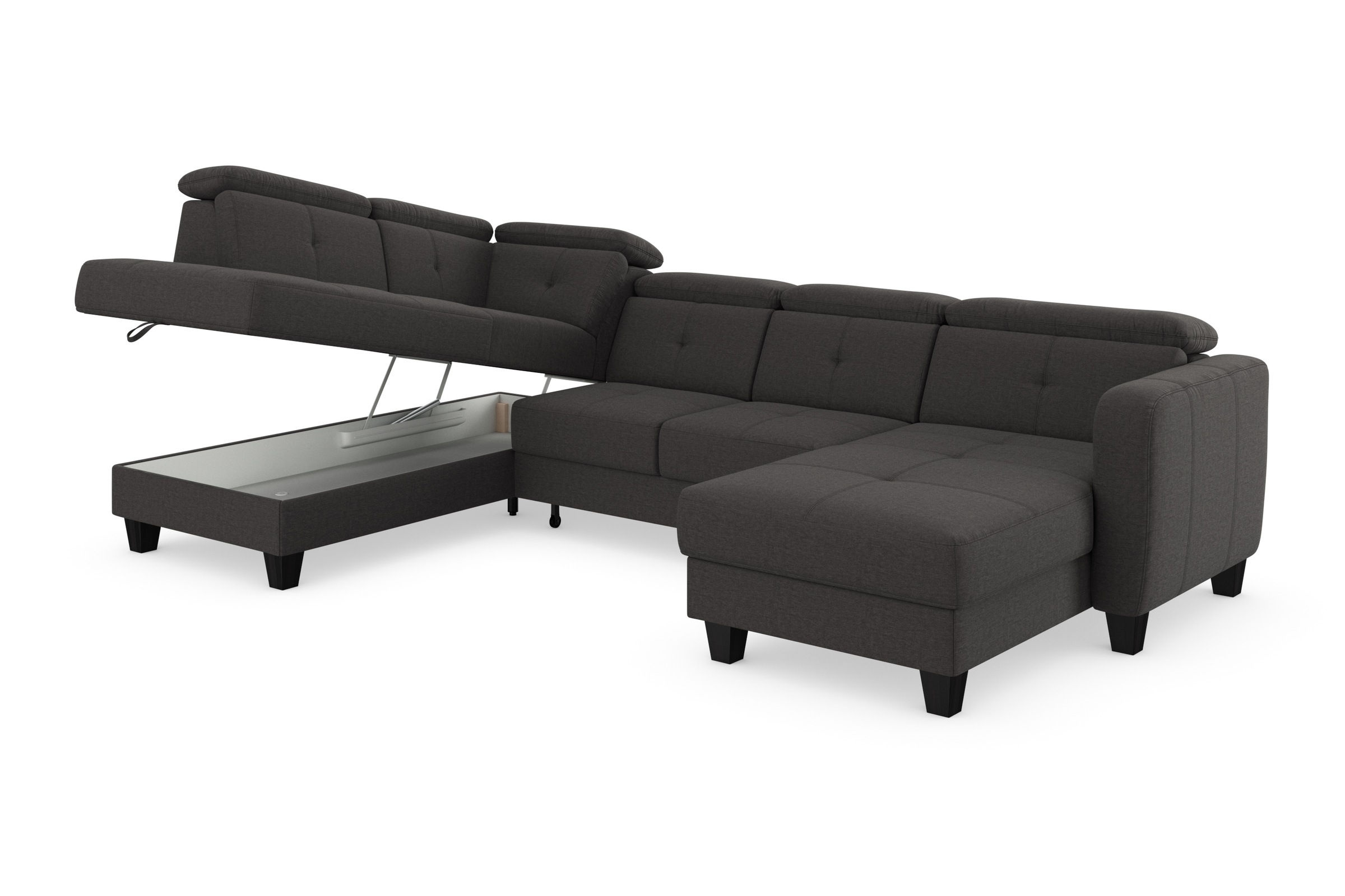 sit&more Wohnlandschaft »Belluci U-Form«, Kopfteilverstellung und Federkern, wahlweise mit Bettfunktion