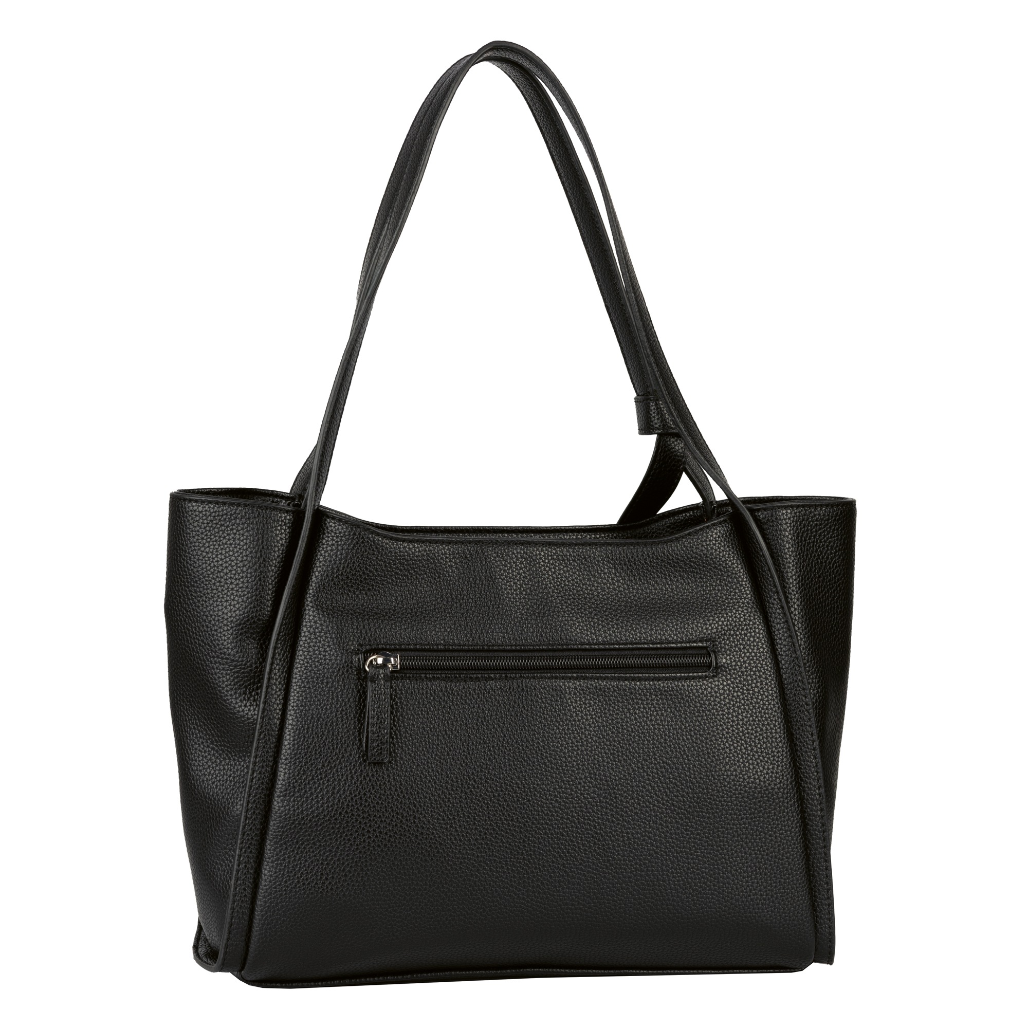 Shopper GABOR "Laci", Damen, Gr. B/H/T: 38,5cm x 25cm x 12cm, schwarz, Polyurethan, clean, gepflegt, Taschen Shopper, betont durch eingefasste Lederimitat-Streifen und einem feinen Knoten 2