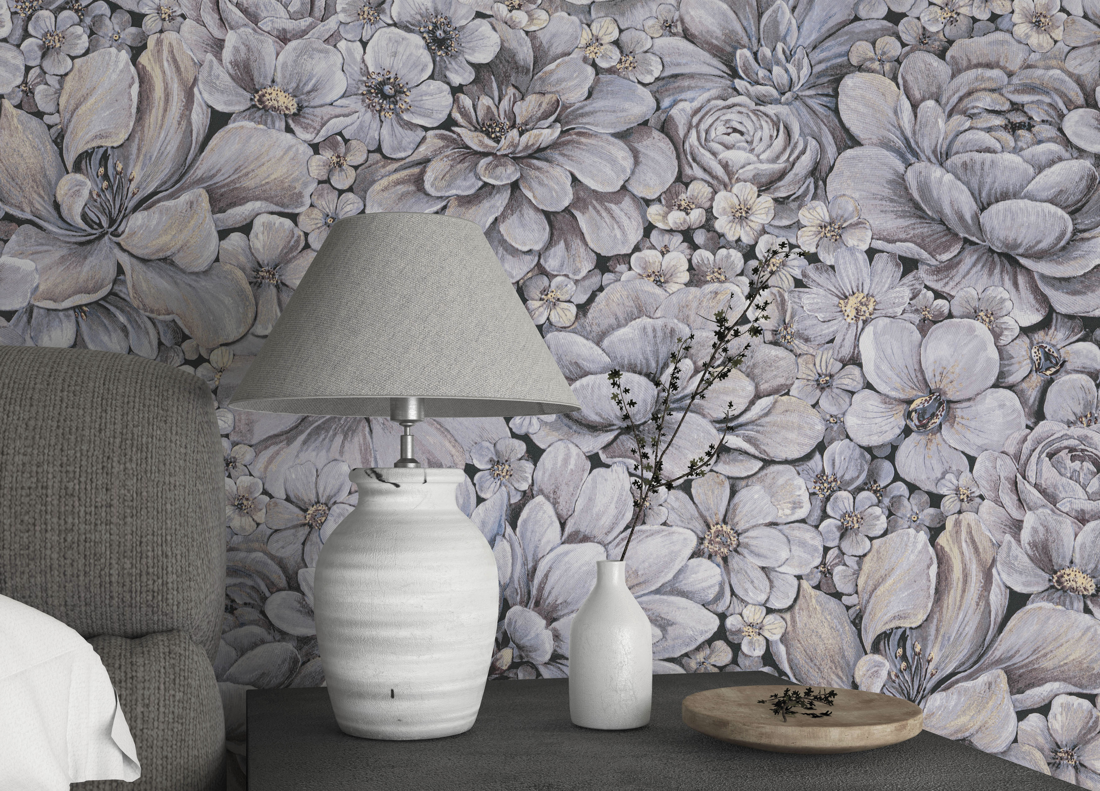 Marburg Vliestapete "Flower" Matt Geprägt Blattmotiv Moderne Tapete Für Wohnzimmer Schlafzimmer Küche