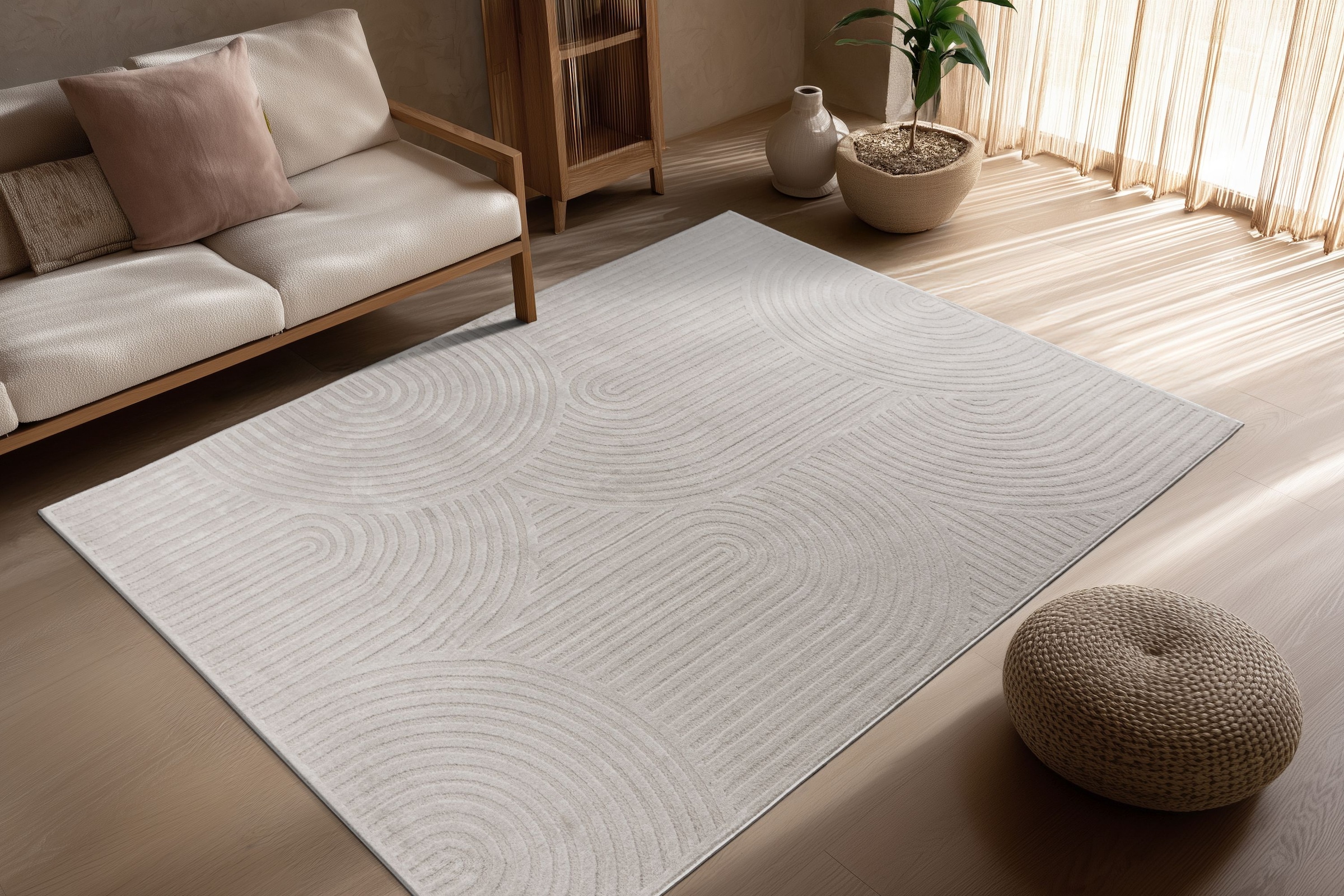 Teppich KAYOOM "Bandito 325", silber, B:200cm H:11mm L:290cm, Polyester, Teppiche, Teppich, modernes Design, Kurzflor, Wohnzimmer
