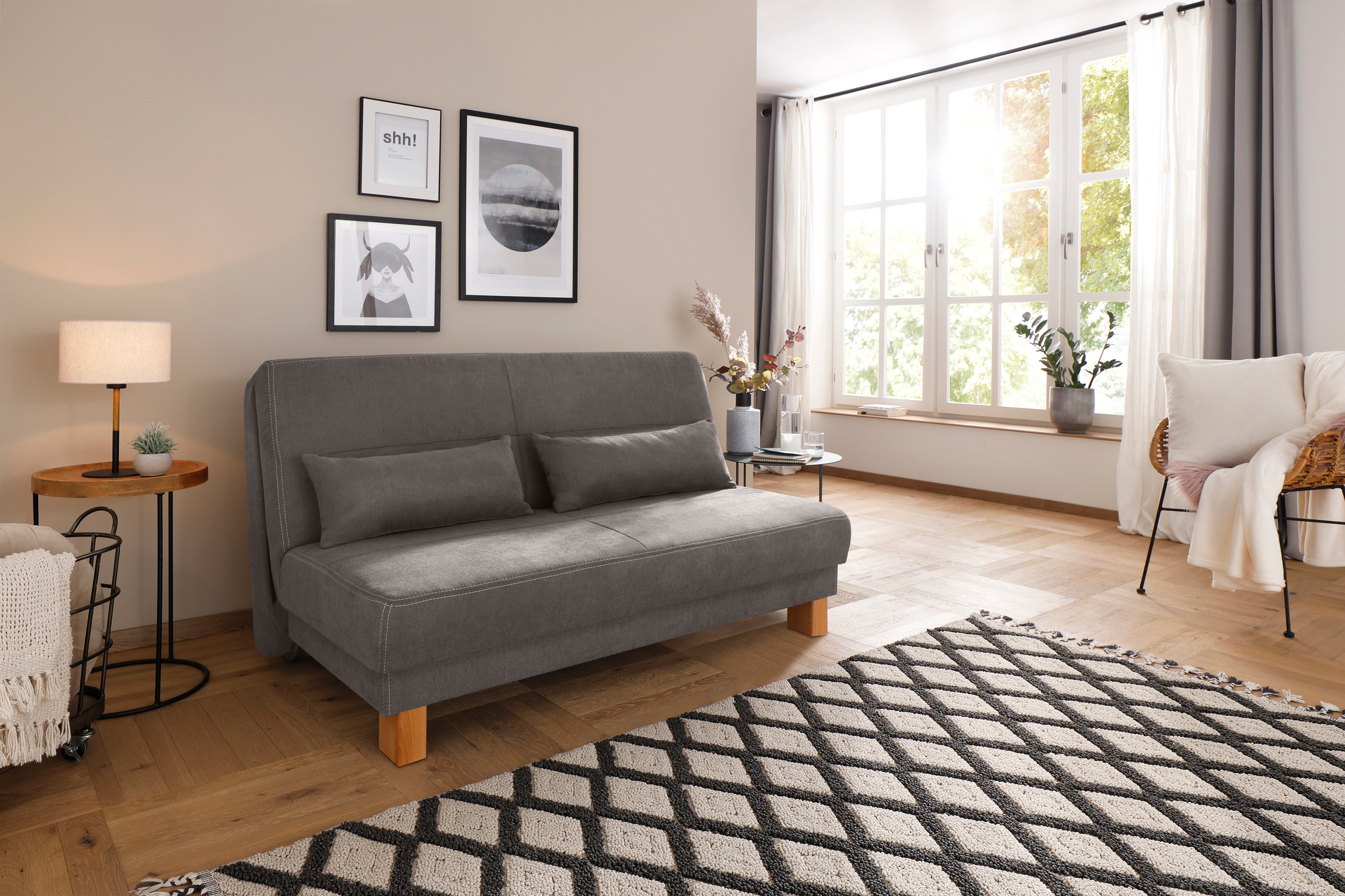 Home affaire Schlafsofa »Gina«, vom Sofa zum Bett mit einem Handgriff, in 4 Breiten, Nierenkissen
