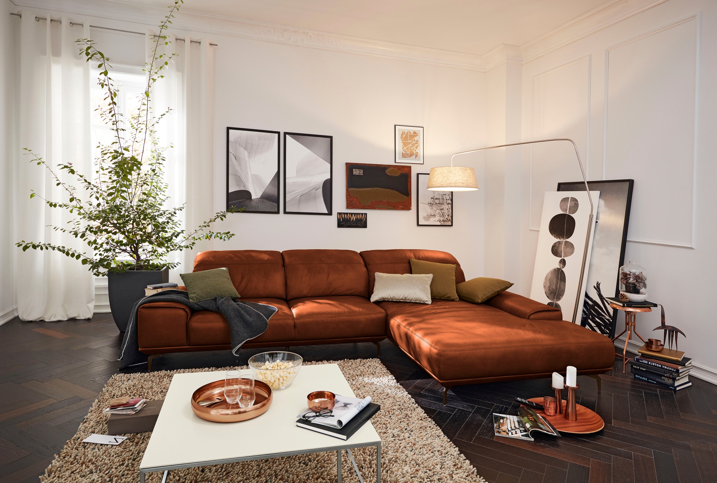 Musterring Wohnlandschaft »MR 2490«, Bronze-Fuß Sitzhöhe 46cm, wahlweise mit Funktionen, Maße 342 x 207 cm