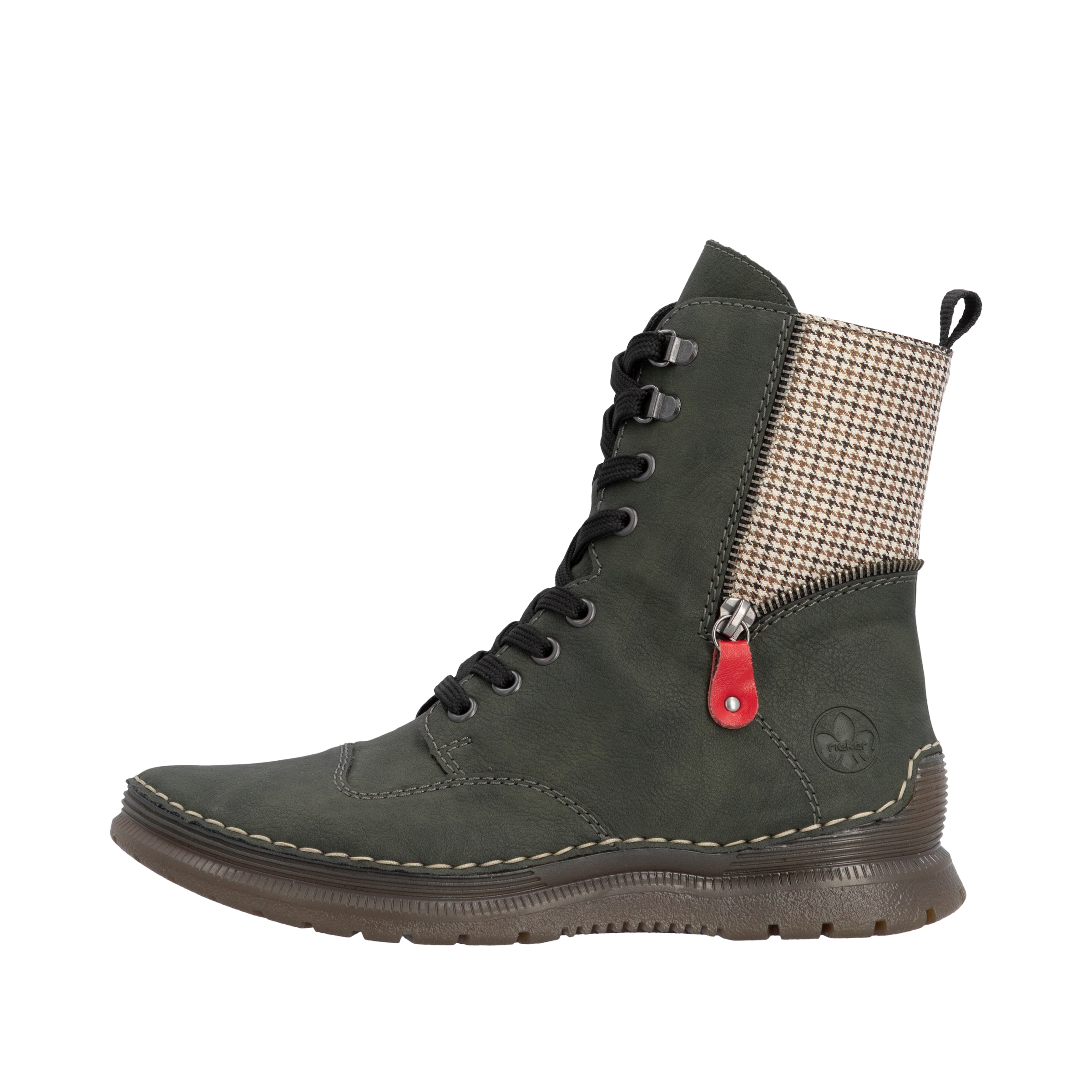 Rieker Schnürboots  Herbstboots, Schnürstiefelette mit Zier-Reißverschluss am Schaft