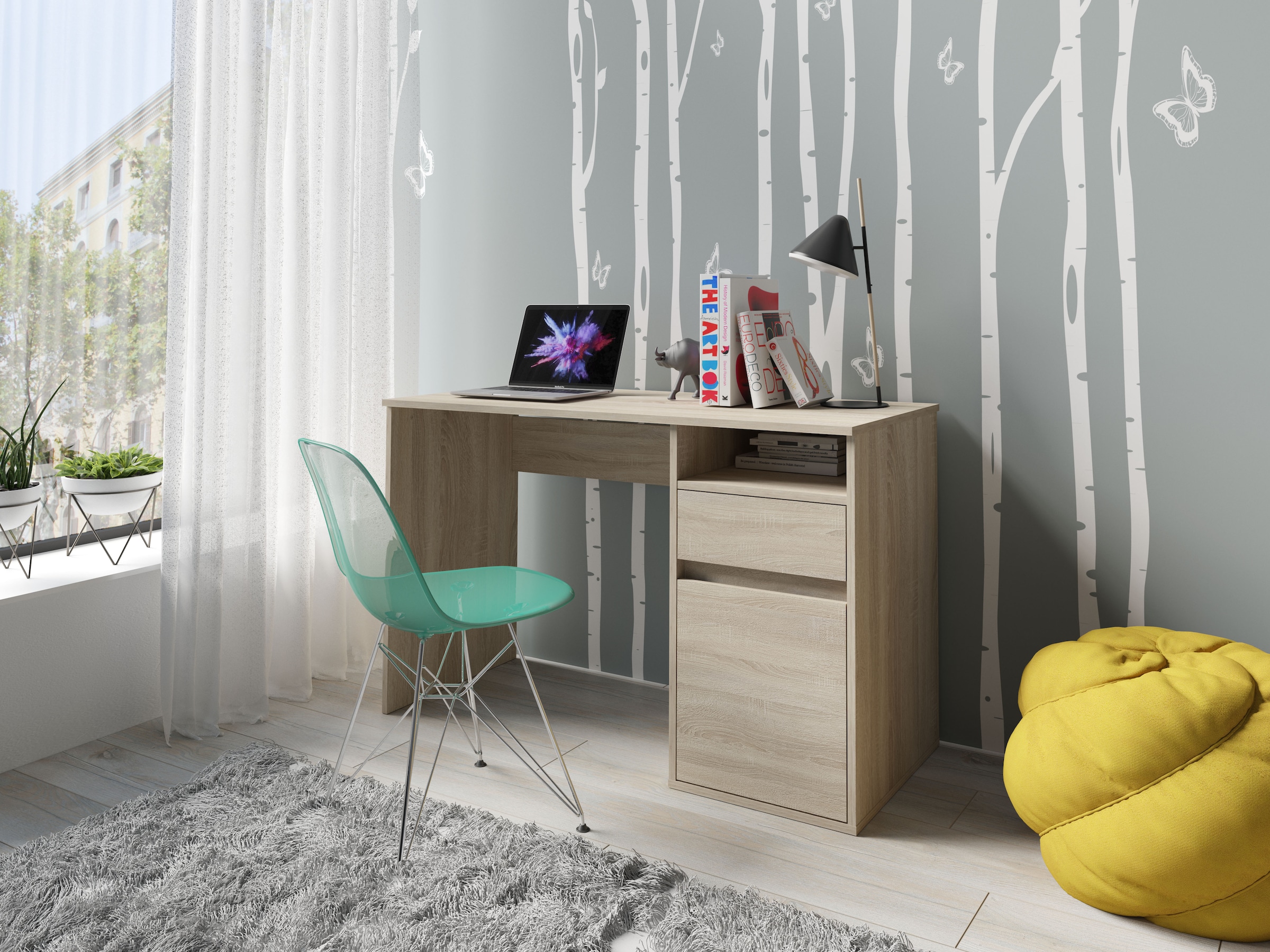 Home affaire Schreibtisch "Tinsley", mit Schublade, und Tür, Breite 120 x53 günstig online kaufen