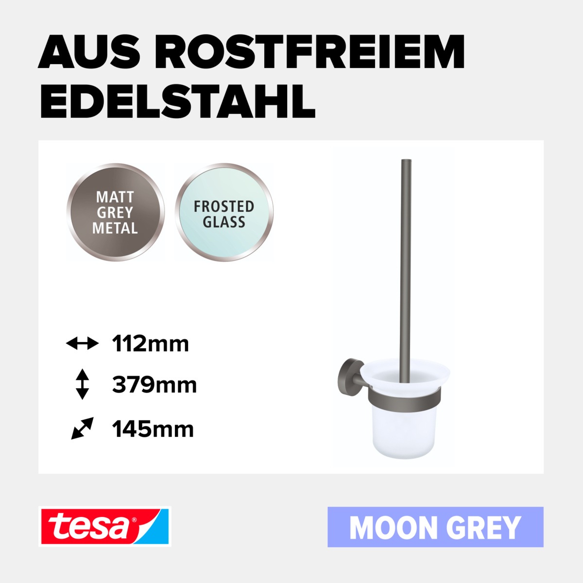 tesa WC-Reinigungsbürste "MOON Toilettenbürstenhalter" Packung 2 Stk. grau günstig online kaufen
