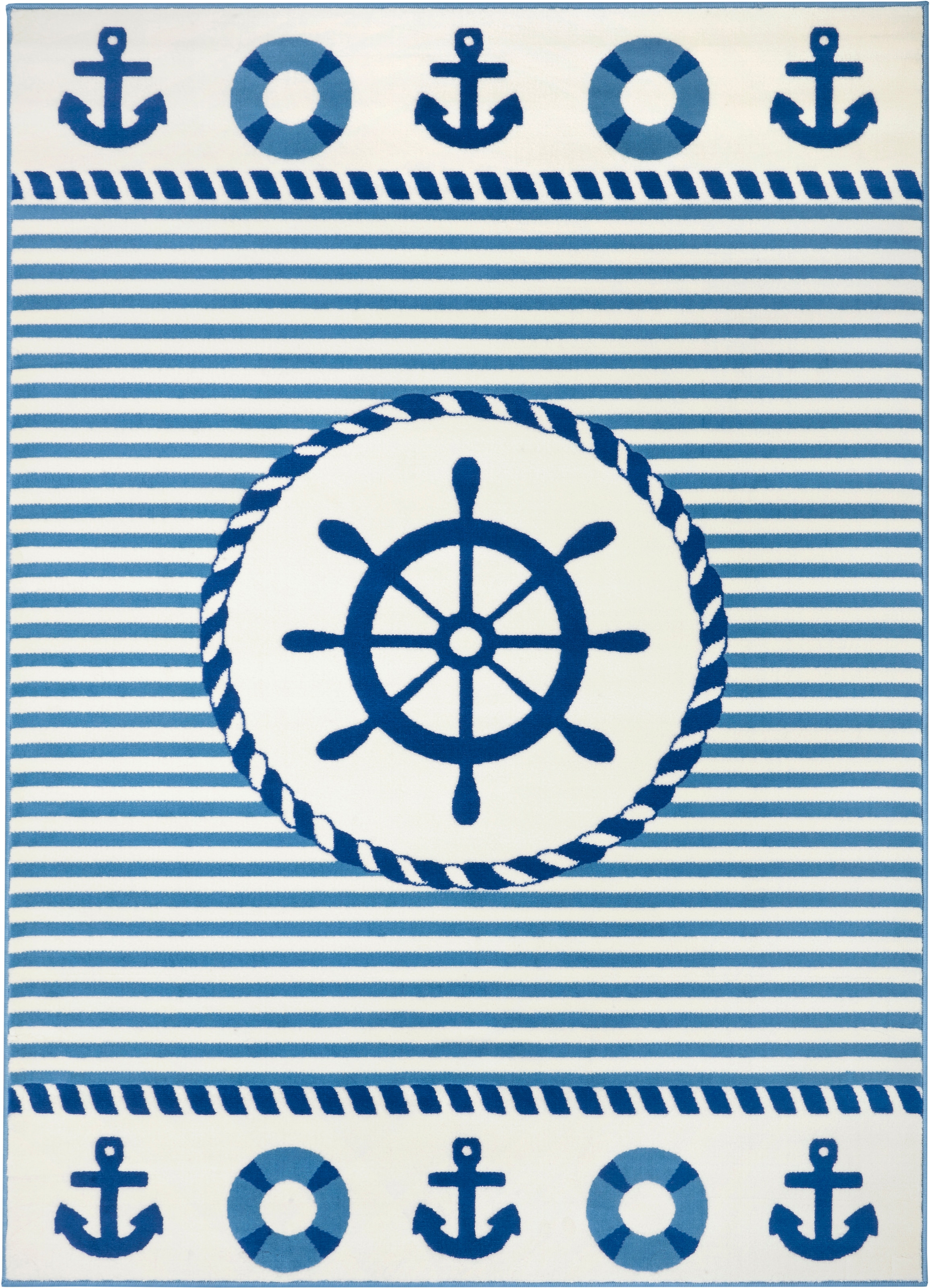 HANSE Home Kinderteppich »Sail Away«, rechteckig, 9 mm Höhe, Steuerrad, Anker, Rettungsring Motiv, Kurzflor