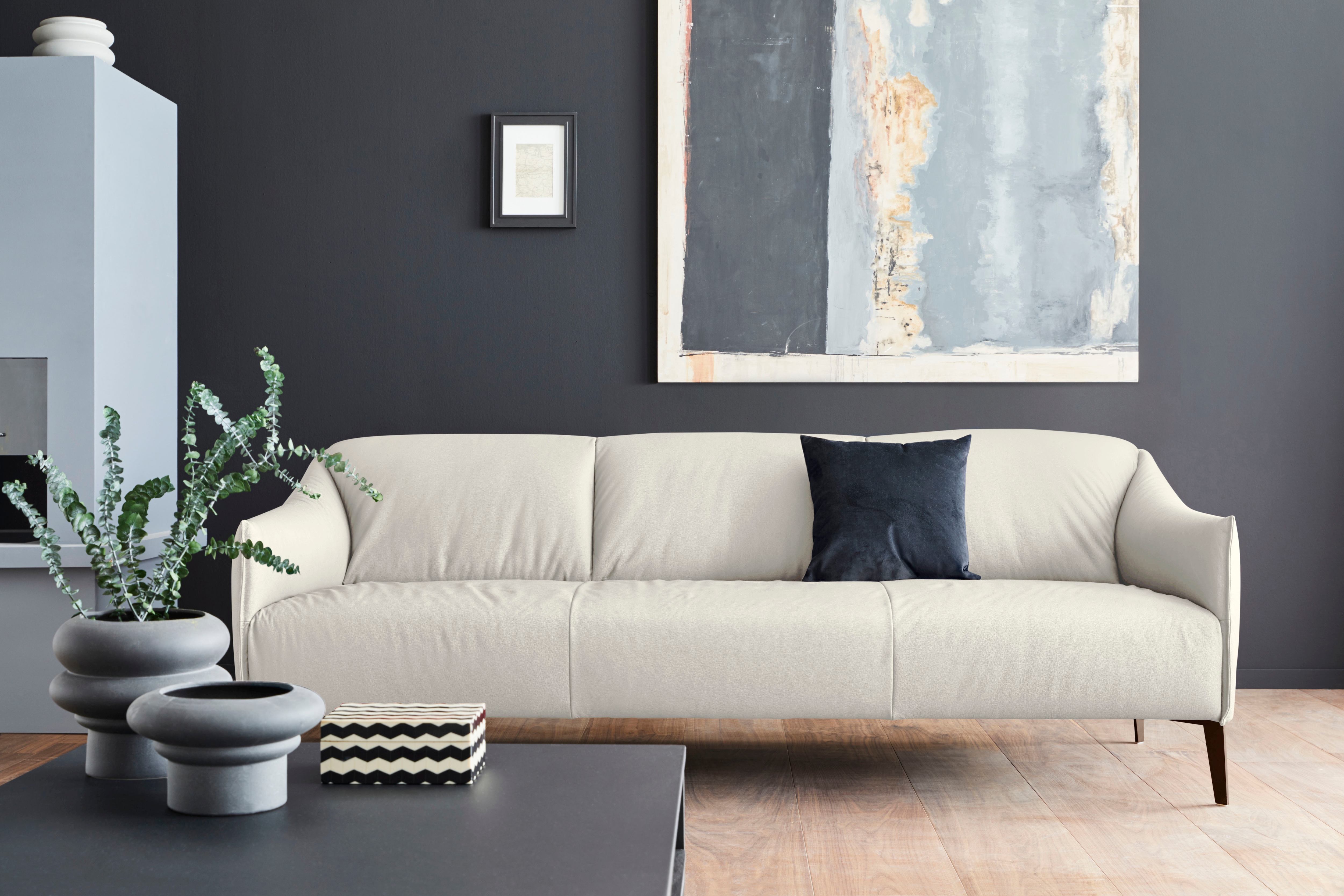 W.SCHILLIG 3-Sitzer "sally Designsofa, Loungesofa, bequem, schmale Armlehnen, Breite 224cm" mit Metall-Winkelfüßen in Bronze pulverbeschichtet, Breite 224 cm