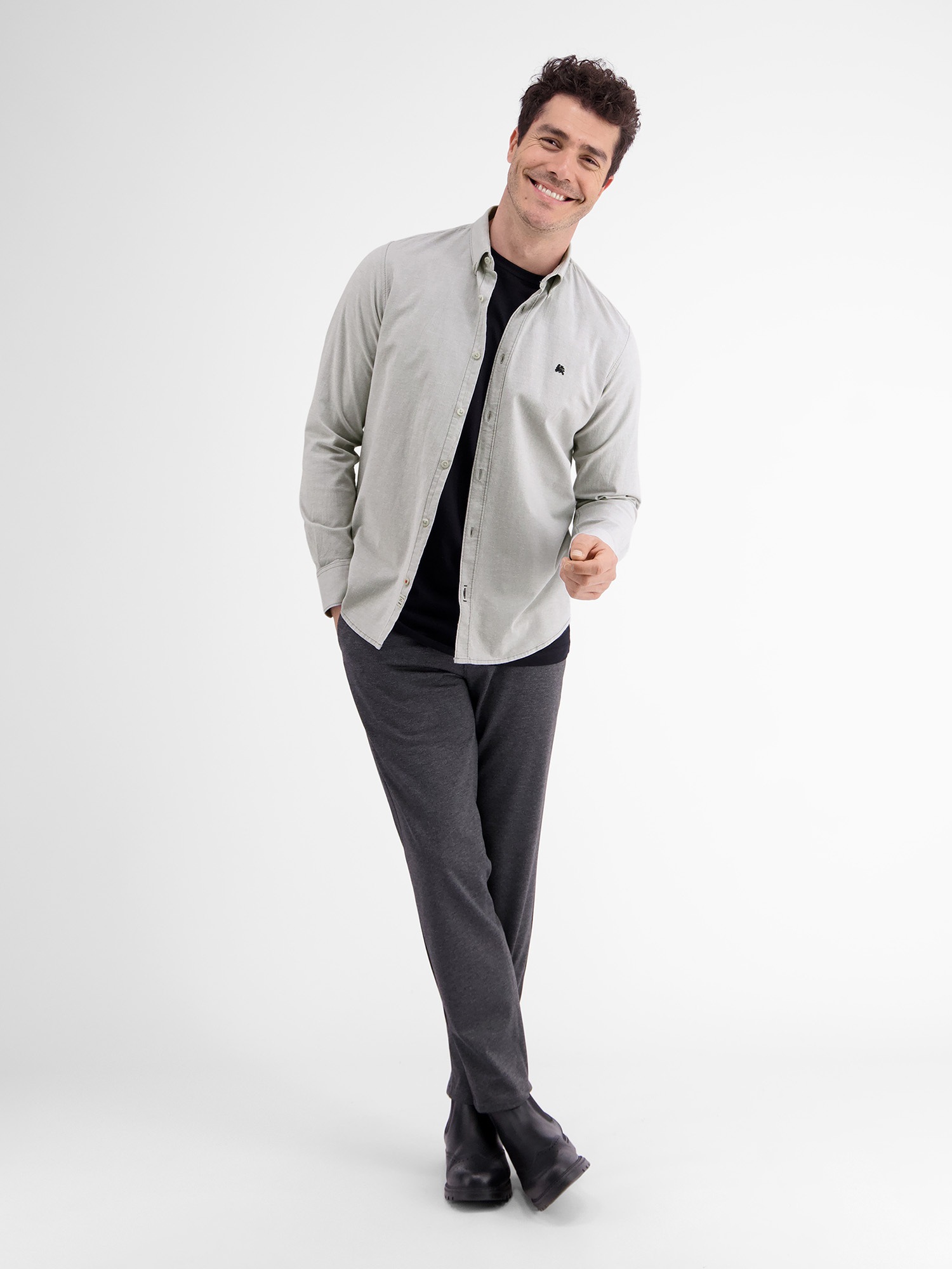 LERROS Langarmhemd »LERROS Unifarbenes Oxfordhemd«