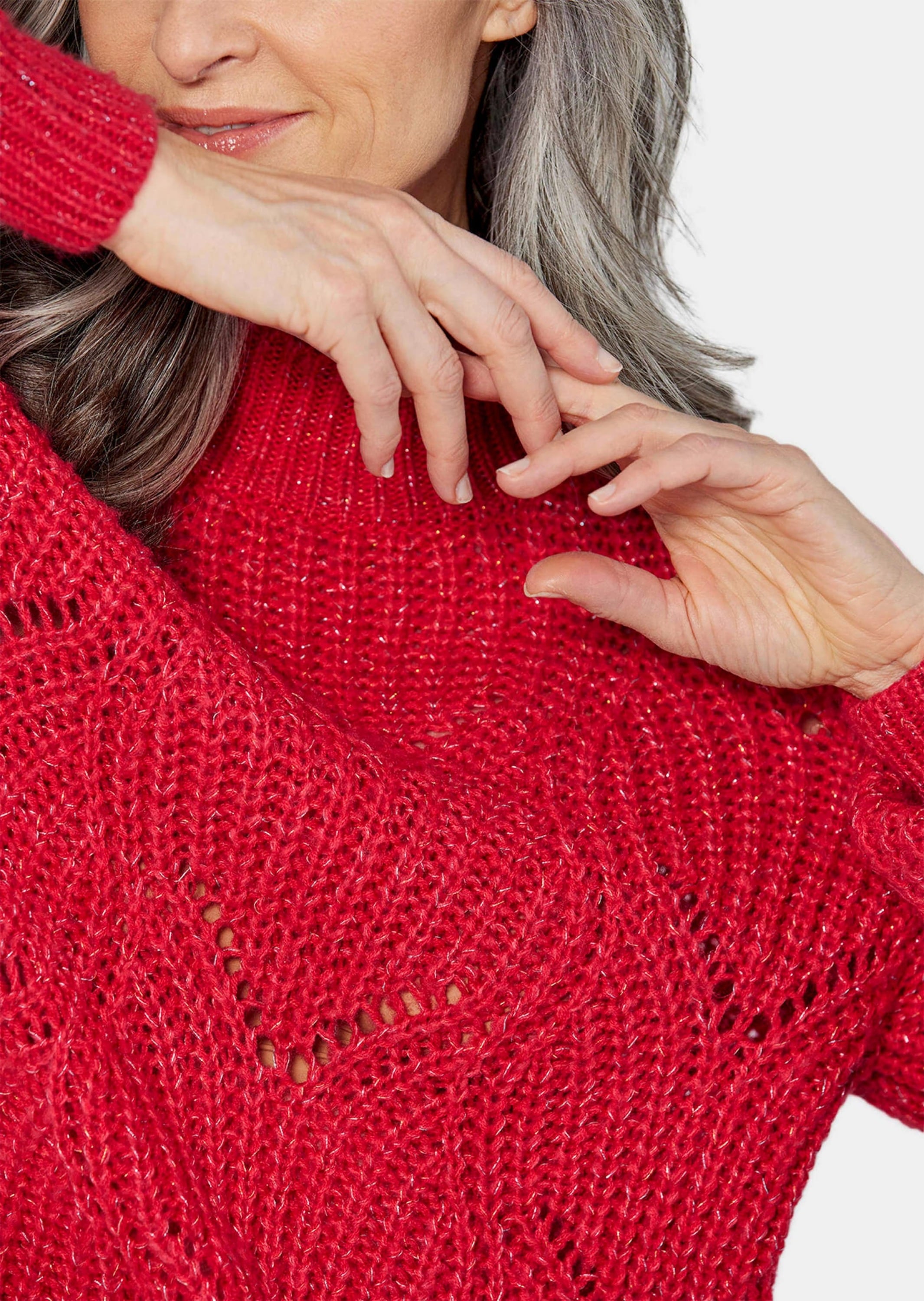 GOLDNER Rundhalspullover »Strickpullover Strickpullover mit Ajourmuster«
