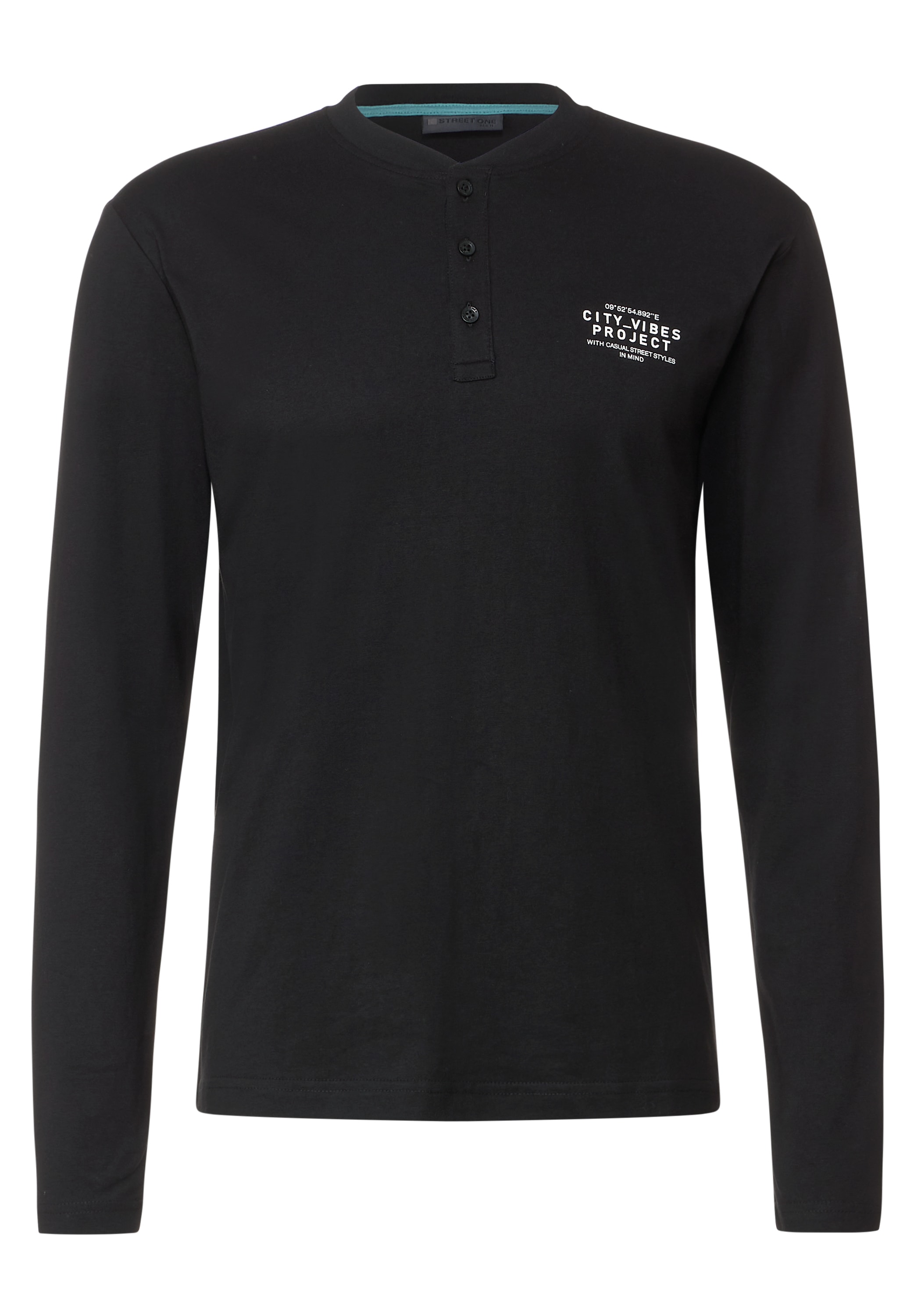 STREET ONE MEN Langarmshirt, mit Knopfleiste
