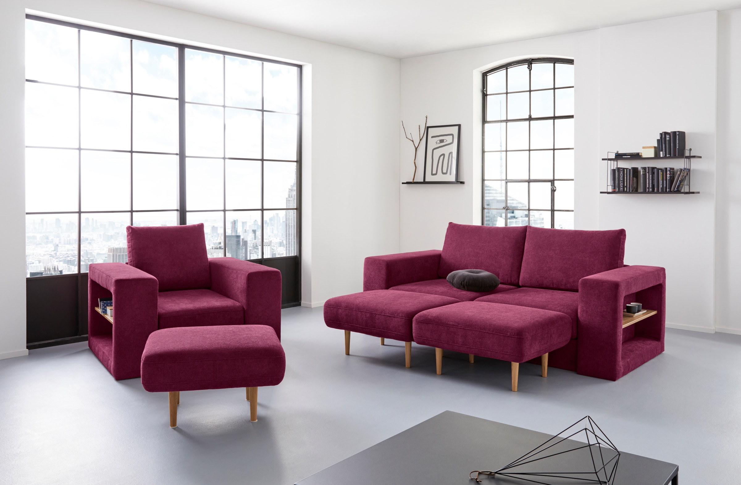 LOOKS by Wolfgang Joop Sessel »Looksvb«, Verwandlungssessel: aus Sessel wird Sessel mit 1 Hocker, Regalfunktion