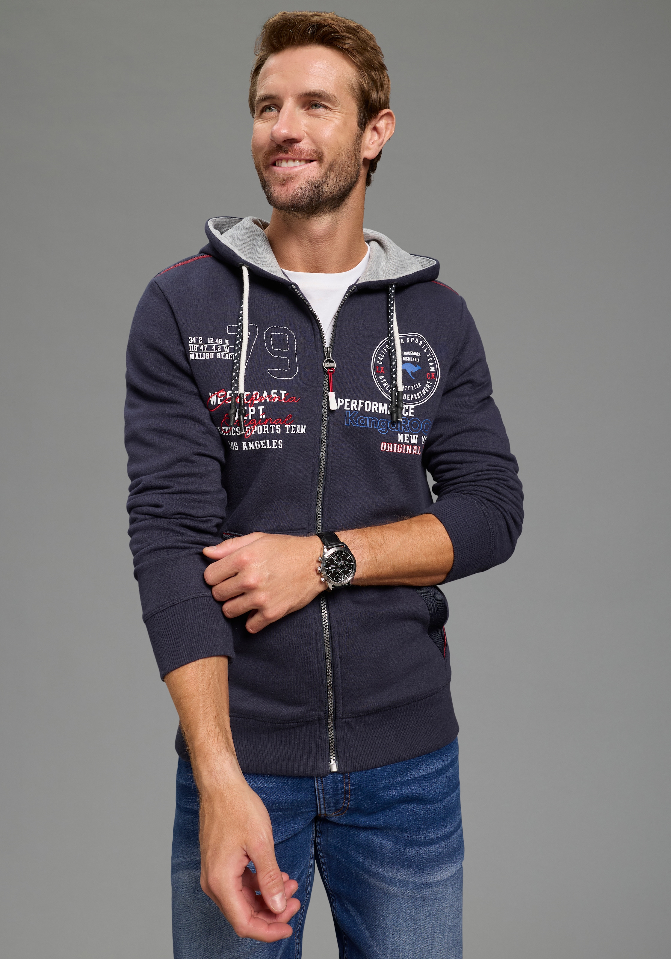 KangaROOS Kapuzensweatjacke mit Kapuze und Kordelzug, aus angerauter Sweatw günstig online kaufen